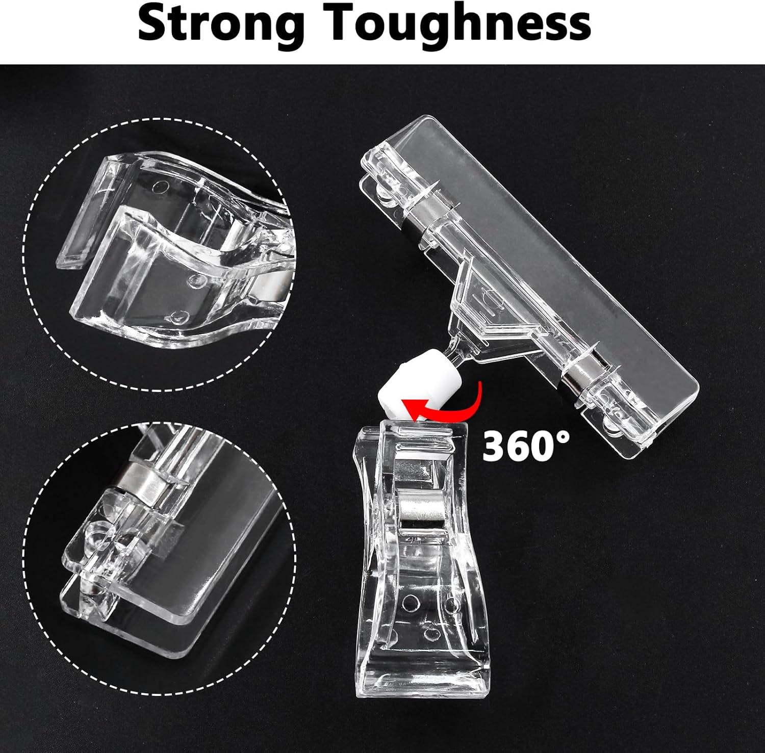 Biaungdo 12 Pcs Rotating Clip Swivel Sign Rotatable Holding Clamp, Clear Rotating Sign Clip Price Display Holder Clips for Shelves, Store, Business, Exhibition, Supermarkets - Image 5