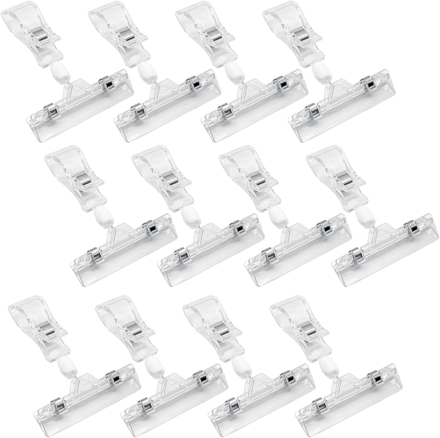 Biaungdo 12 Pcs Rotating Clip Swivel Sign Rotatable Holding Clamp, Clear Rotating Sign Clip Price Display Holder Clips for Shelves, Store, Business, Exhibition, Supermarkets - Image 7