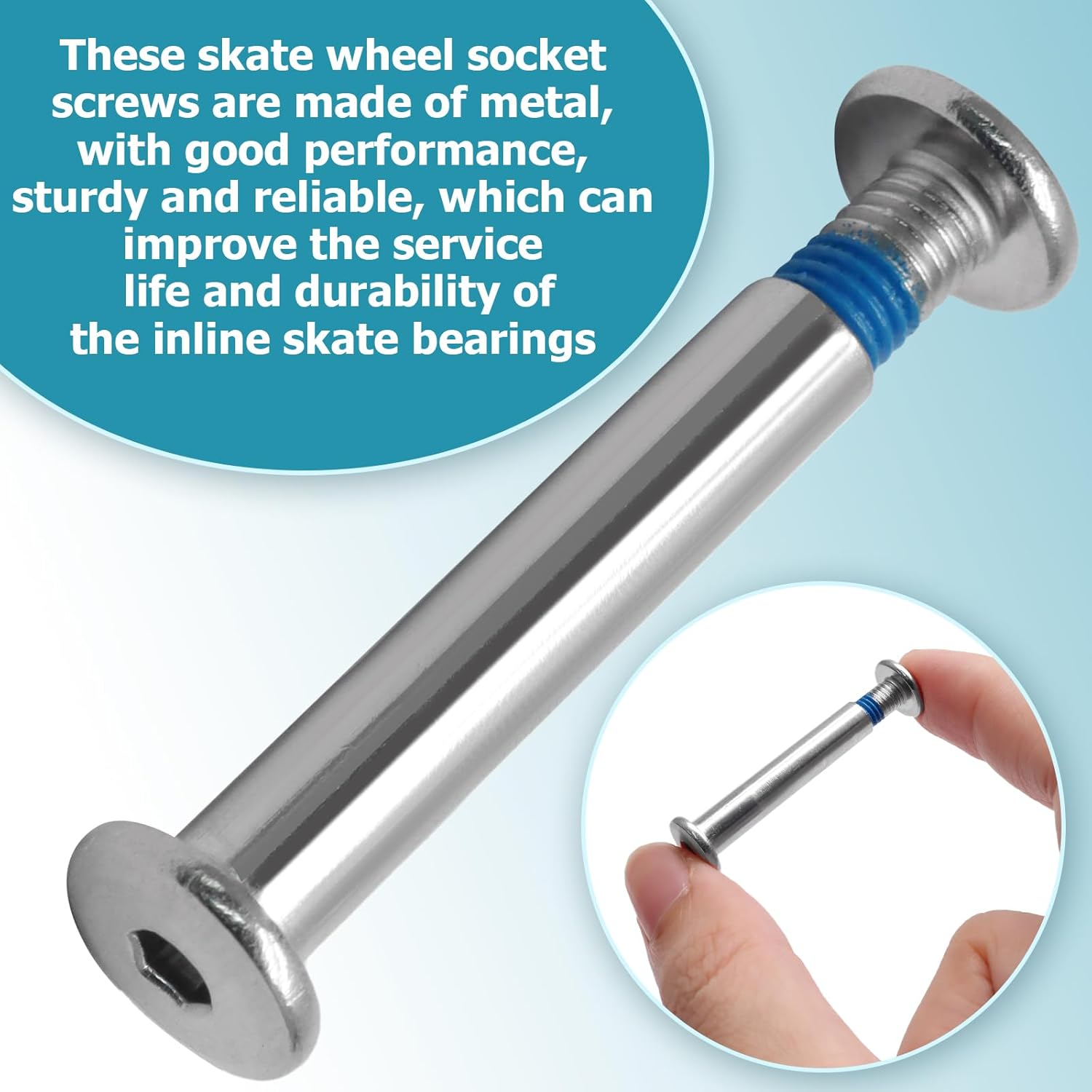 Biaungdo 5 Sets 32mm Inline Skate Wheels Screws, 6mm OD Inline Skate Replacement Bearings Roller Skating Screws Skating Wheel Axles Socket Screw with 1 Pack Installation Tool - Image 4