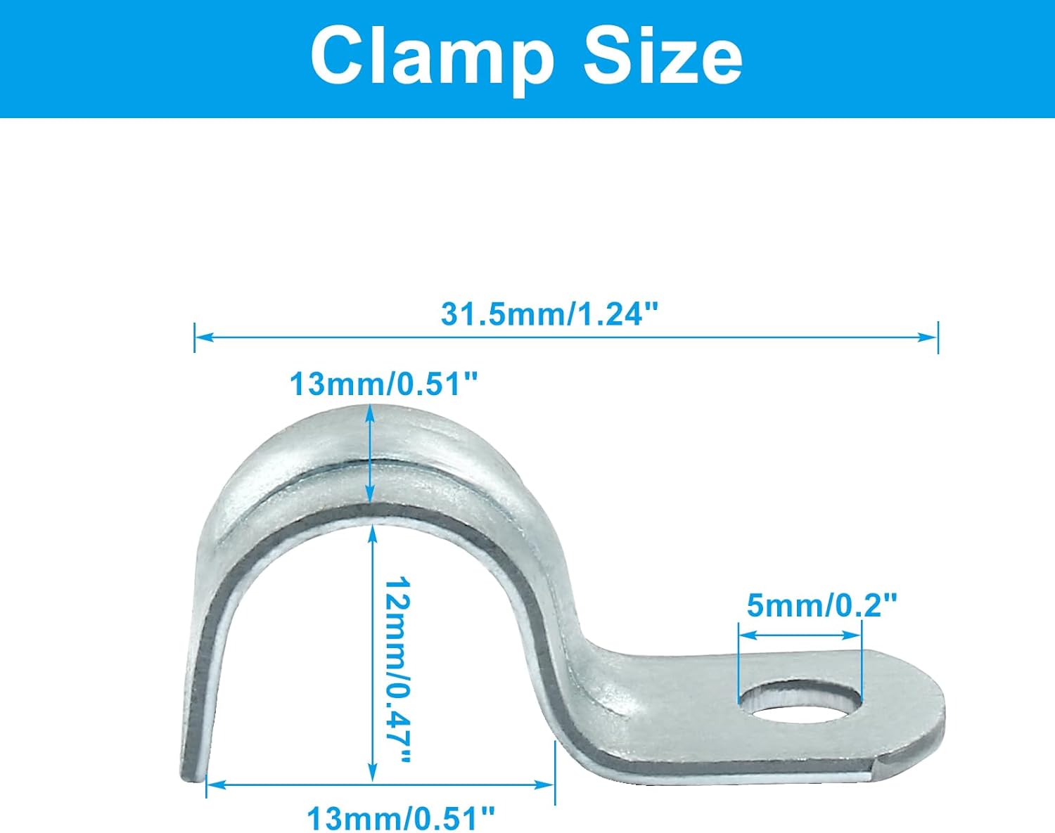 Biaungdo 30 Pcs M12 Rigid Pipe Strap, 1/2 Inch Zinc Plated Steel One Hole Strap Bracket Pipe Clamps Heavy Duty Conduit Clamps Tension Tube Clip Cable Clamp Hanger for Conduit, Pipe Fixing - Image 2