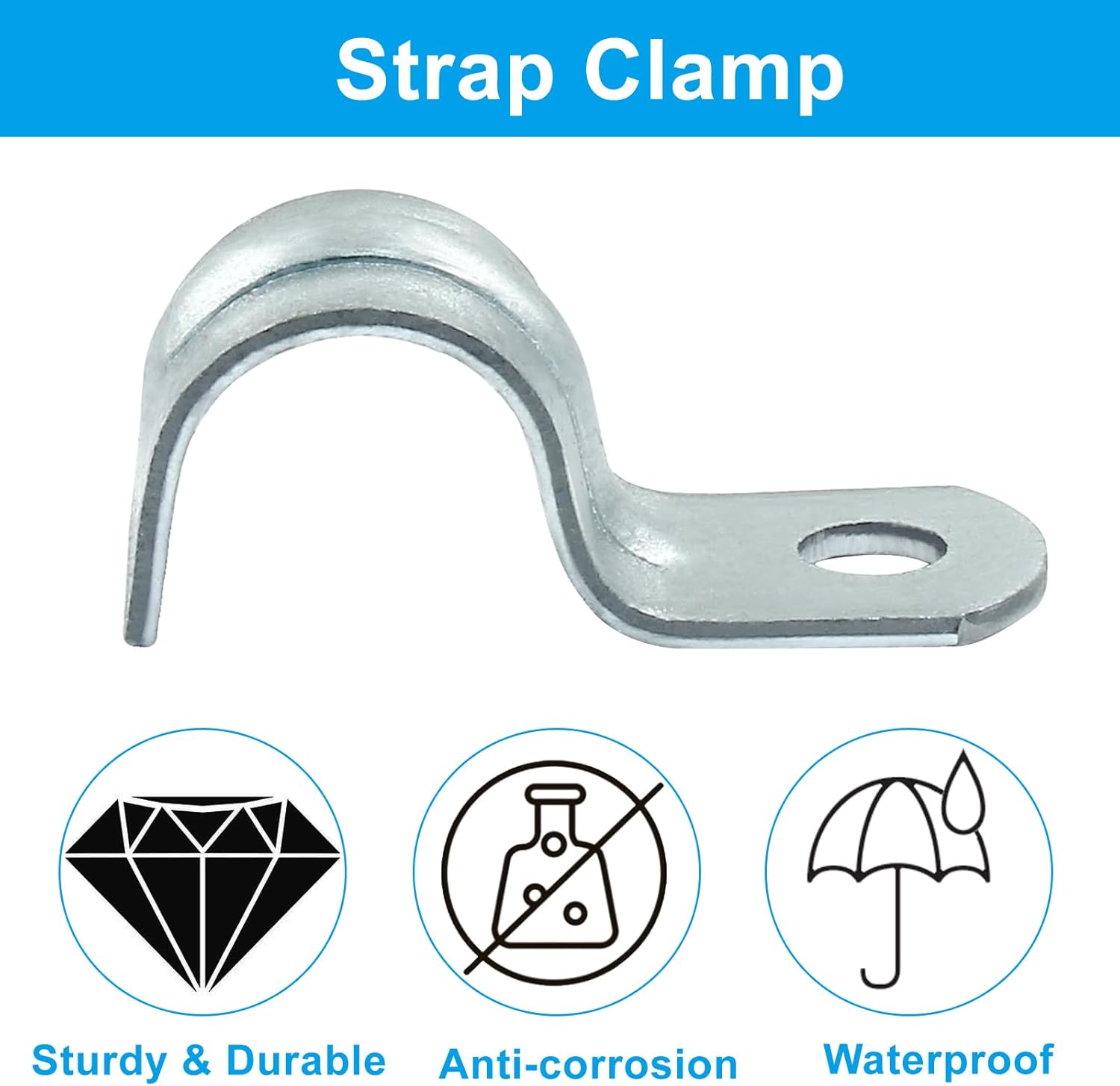 Biaungdo 30 Pcs M12 Rigid Pipe Strap, 1/2 Inch Zinc Plated Steel One Hole Strap Bracket Pipe Clamps Heavy Duty Conduit Clamps Tension Tube Clip Cable Clamp Hanger for Conduit, Pipe Fixing - Image 3