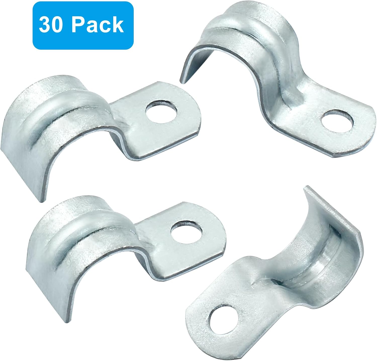 Biaungdo 30 Pcs M12 Rigid Pipe Strap, 1/2 Inch Zinc Plated Steel One Hole Strap Bracket Pipe Clamps Heavy Duty Conduit Clamps Tension Tube Clip Cable Clamp Hanger for Conduit, Pipe Fixing - Image 5