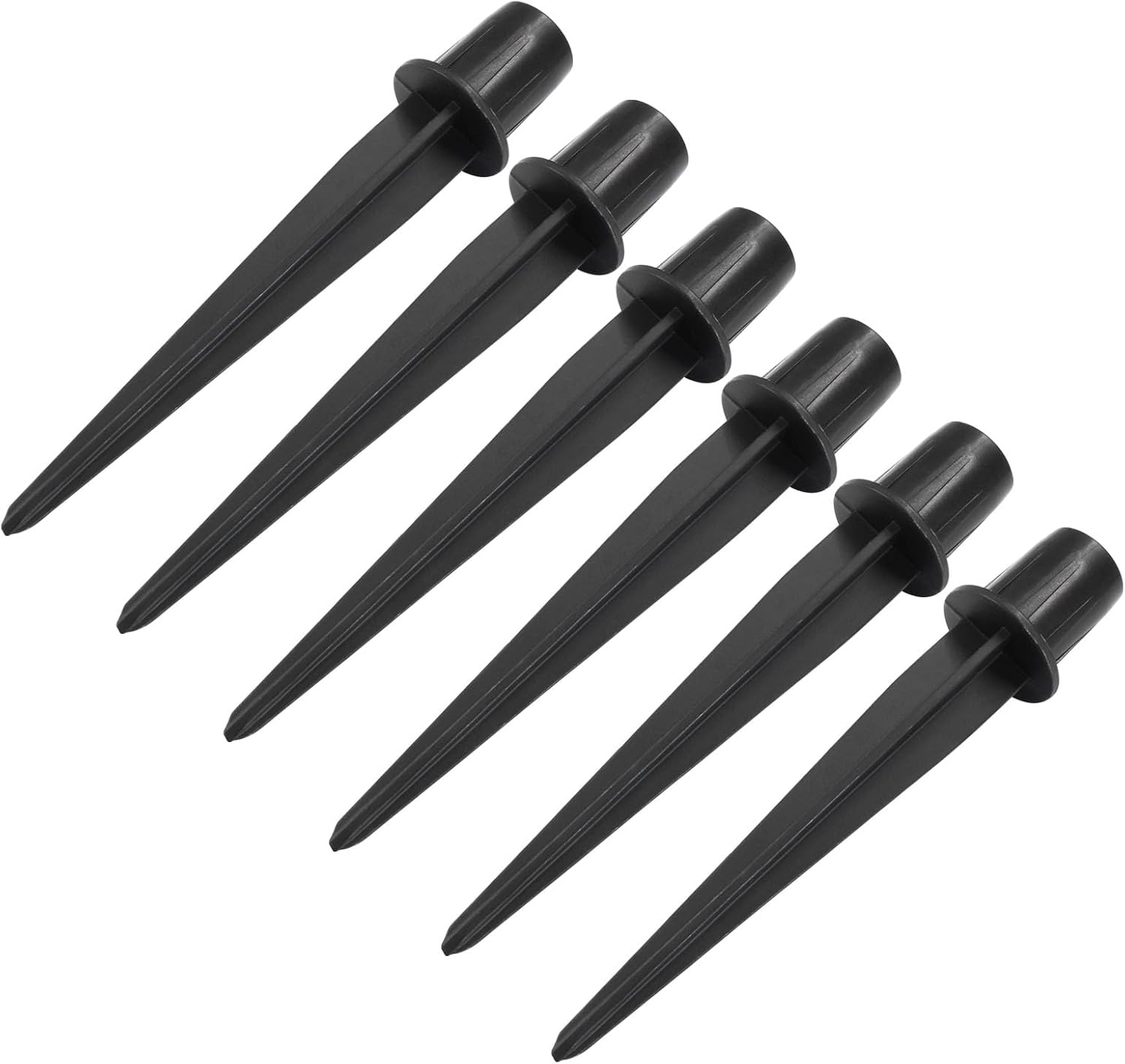 Biaungdo 6 Pack Metal Stakes, 5.3 Inch Solar Light Replacement Stakes, Black Outdoor Ground Stake for Yard Landscape Garden Pathway Patio Lamps Pole - Image 1