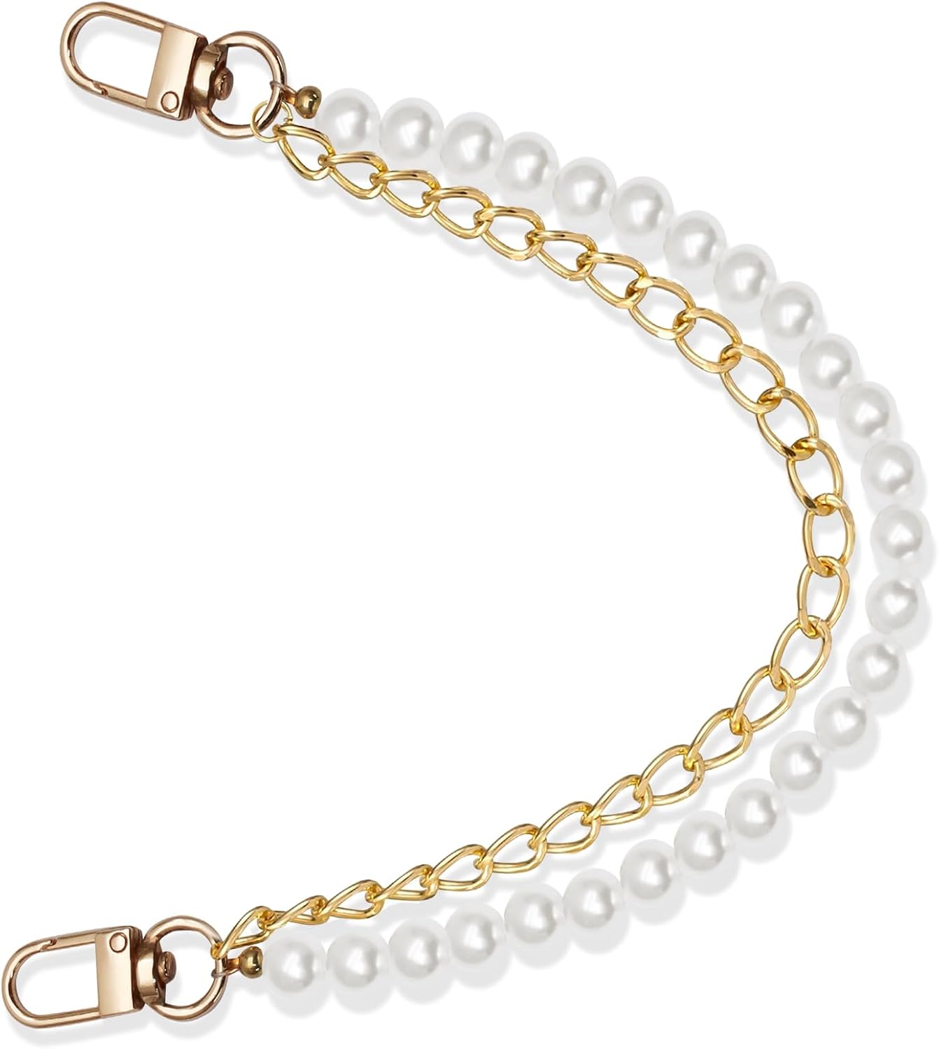 Biaungdo Pearl Purse Chain, Luxury Gold Handbag Straps Replacement, Pearl Bag Charm Chain Strap Short Purse Handles Clutches Handles for DIY Crafts Bags - Image 7