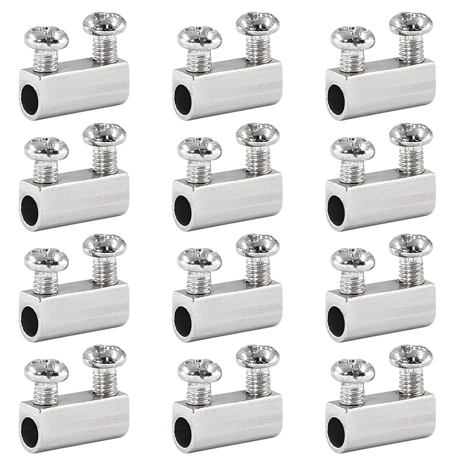 Biaungdo 12 Pcs Stainless Steel Wire Rope Cable Clamp, Adjustable New Upgrade Double Hole Wire Rope Clamp Fastener - Image 1