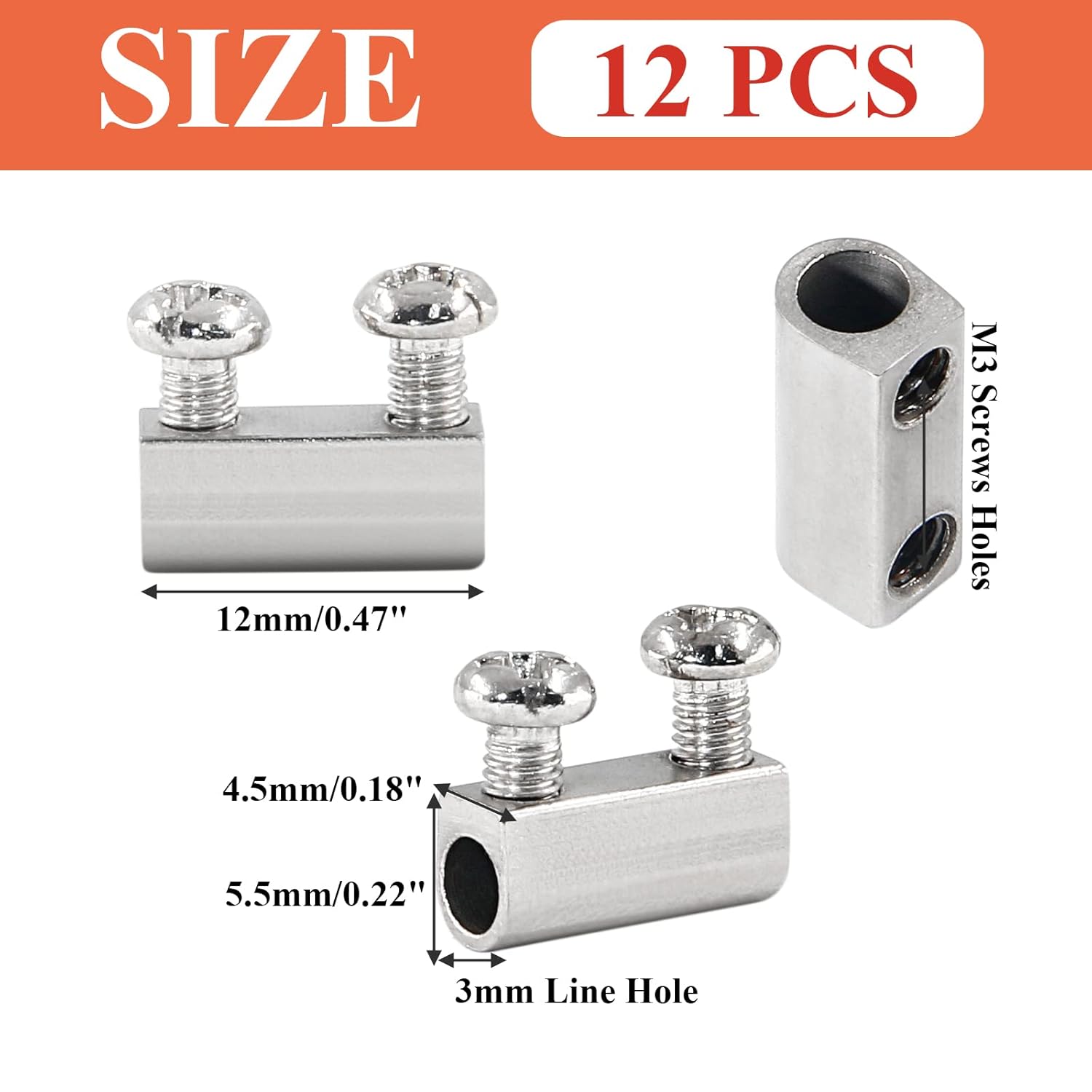 Biaungdo 12 Pcs Stainless Steel Wire Rope Cable Clamp, Adjustable New Upgrade Double Hole Wire Rope Clamp Fastener - Image 2
