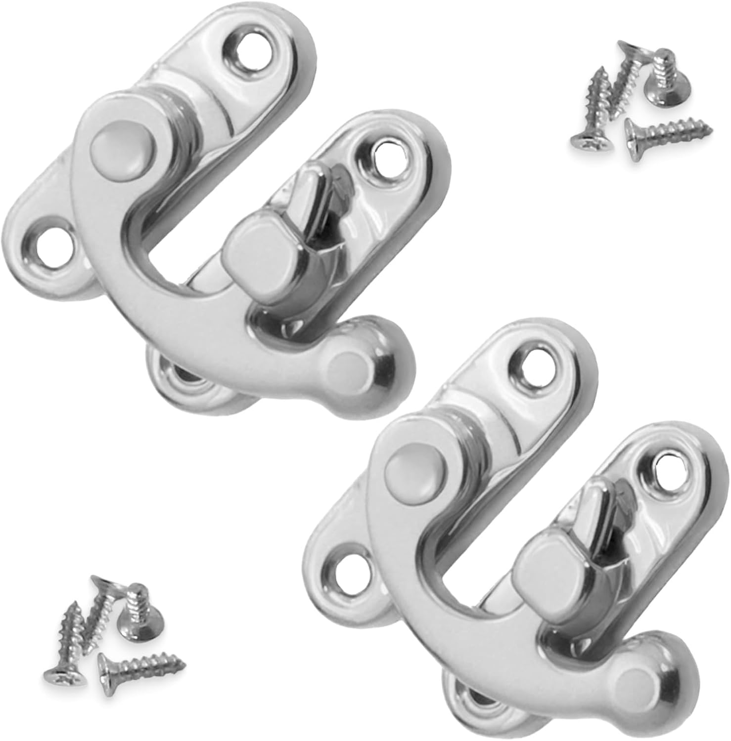 Biaungdo 5pcs Retro Vintage Style Swing Bag Clasp Closure Lock Latch for Furniture Wooden Box Jewelry Case Silver Tone with Mounting Screw & Screwdriver, 33 x 29 mm - Image 3