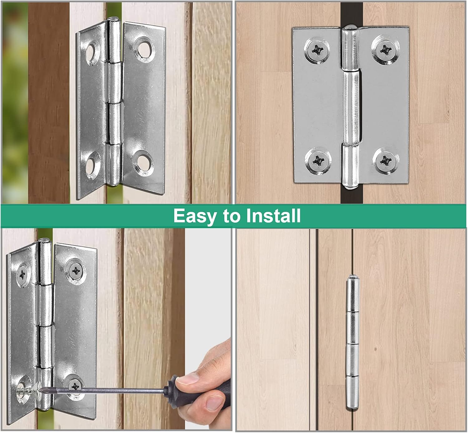 Biaungdo 10 Pack 1 Inch Butt Hinge, Stainless Steel Folding Butt Hinges, Cabinet Mini Hinges Small Box Hinges Door Hinge Rectangle - Image 6