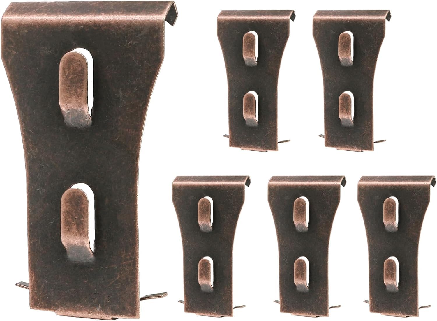 Biaungdo 6 Pcs Brick Wall Clips, Steel Brick Hook Clips, Heavy Duty Brick Hanger for Hanging Outdoors, Metal Brick Wall Hangers Outside Home Decor for 2-1/4 to 2-3/8 inches Bricks(Red Bronze) - Image 1