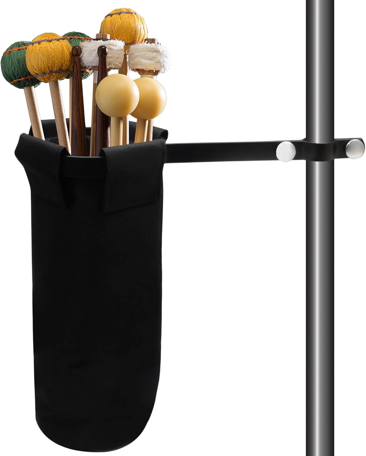 Biaungdo Drum Stick Holder for Drum Set, Removable Nylon Drumstick Bag Holder with Clamp-On Lockable Aluminum Clamp for Drumsticks Mallets, Up to 10 Pairs of Sticks - Image 1