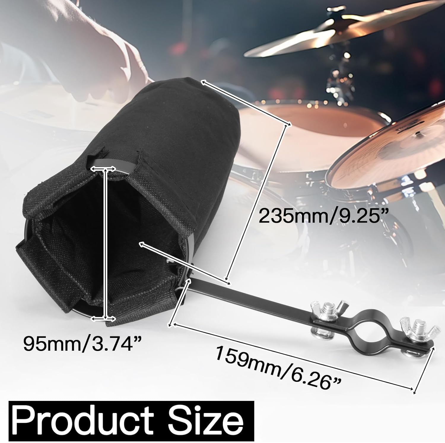 Biaungdo Drum Stick Holder for Drum Set, Removable Nylon Drumstick Bag Holder with Clamp-On Lockable Aluminum Clamp for Drumsticks Mallets, Up to 10 Pairs of Sticks - Image 2