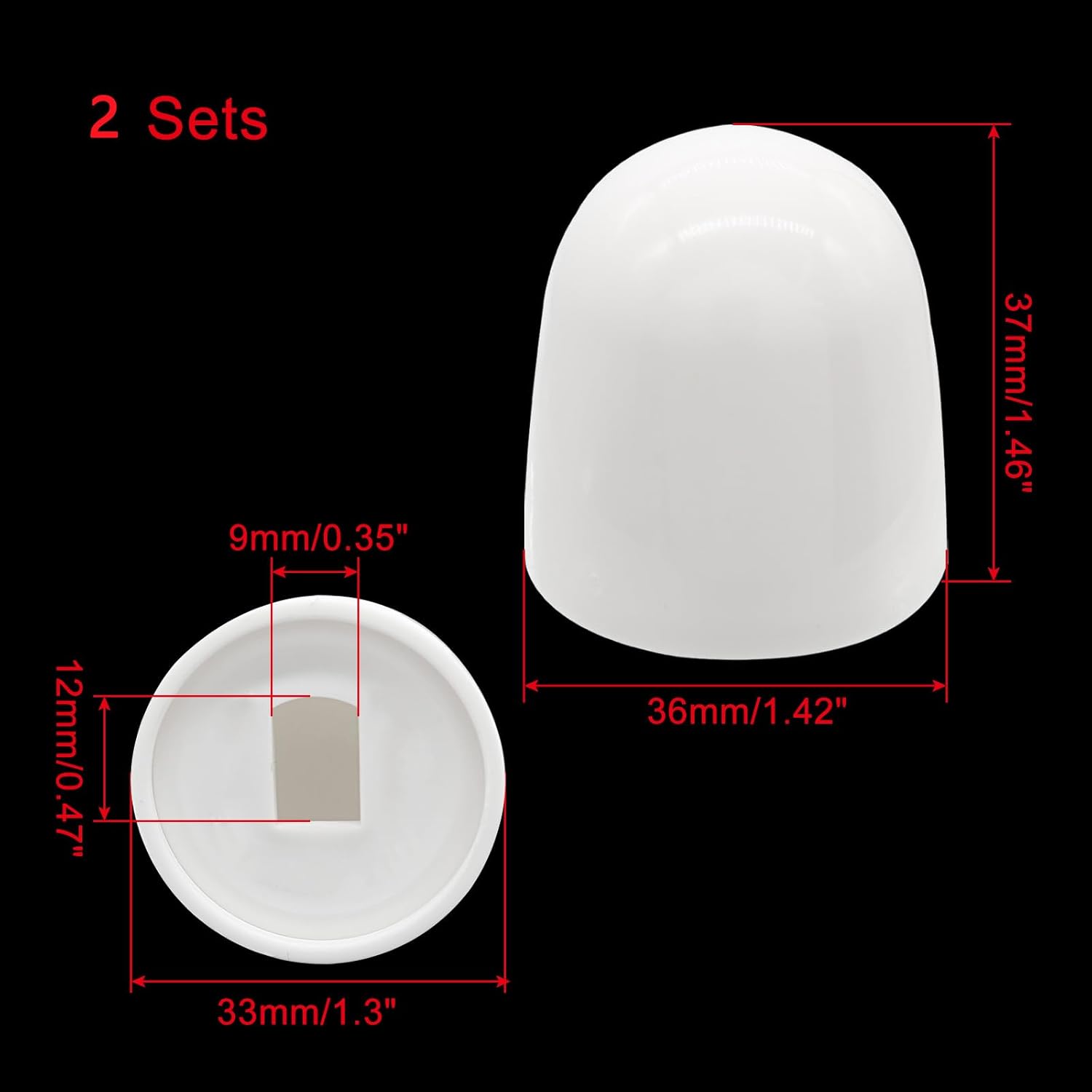 Biaungdo 2 Pcs Universal Tall Toilet Bolt Caps, White Plastic Toilet Floor Caps with Washers Round Push-On Bottom Toilet Bowl Bolt Caps Covers for Home, Office(37mm Height) - Image 2