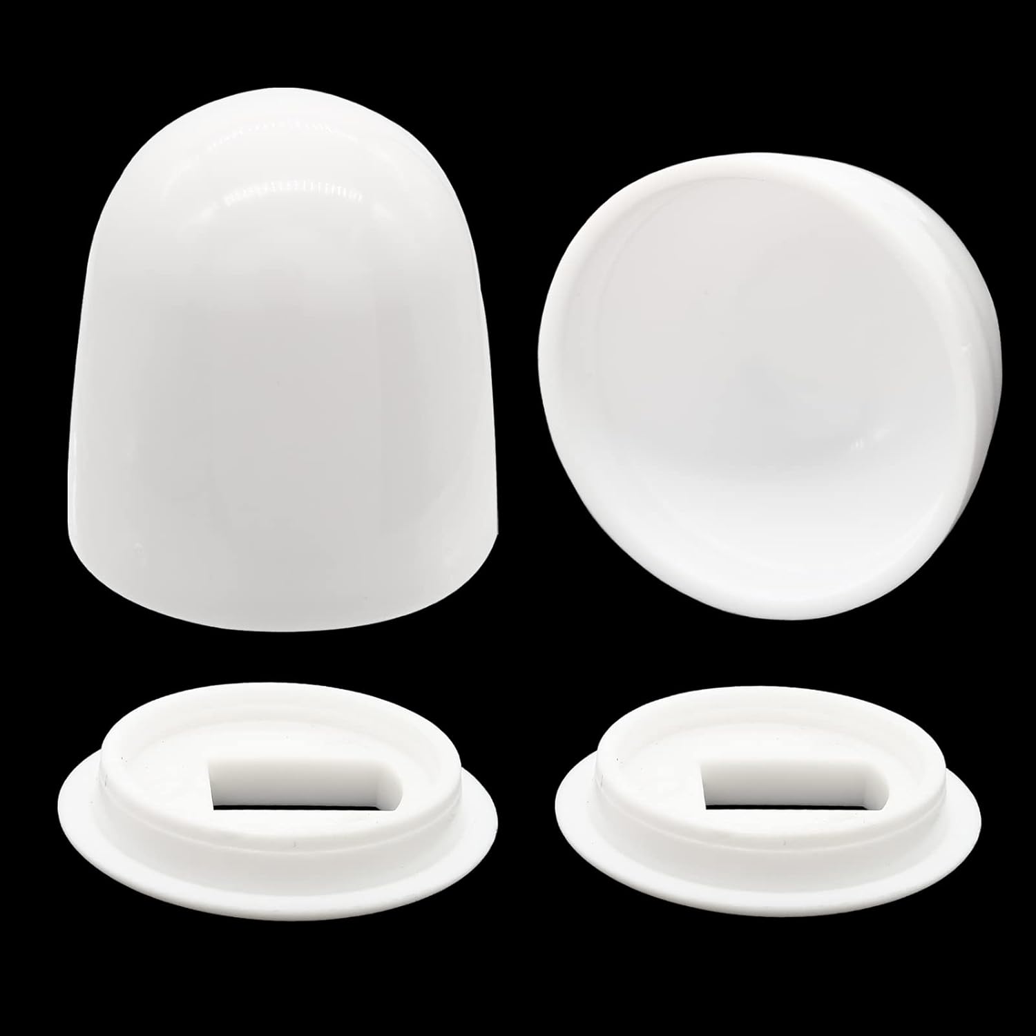 Biaungdo 2 Pcs Universal Tall Toilet Bolt Caps, White Plastic Toilet Floor Caps with Washers Round Push-On Bottom Toilet Bowl Bolt Caps Covers for Home, Office(37mm Height) - Image 3