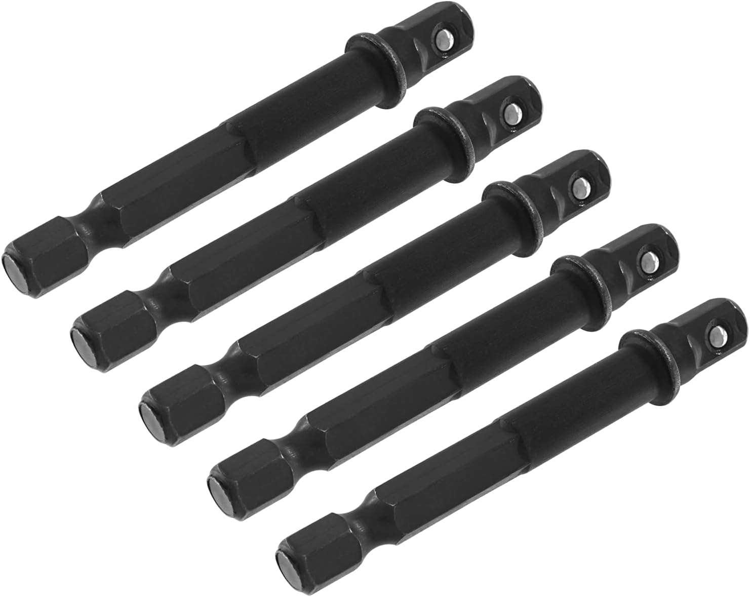 Biaungdo Square Socket Bit Adapter, 5 Pcs 1/4 Hex Impact Socket Extension Socket Driver Bits Set Impact Socket Adapter for Automotive DIY Drills(1/4 Hex Shank, Black) - Image 5