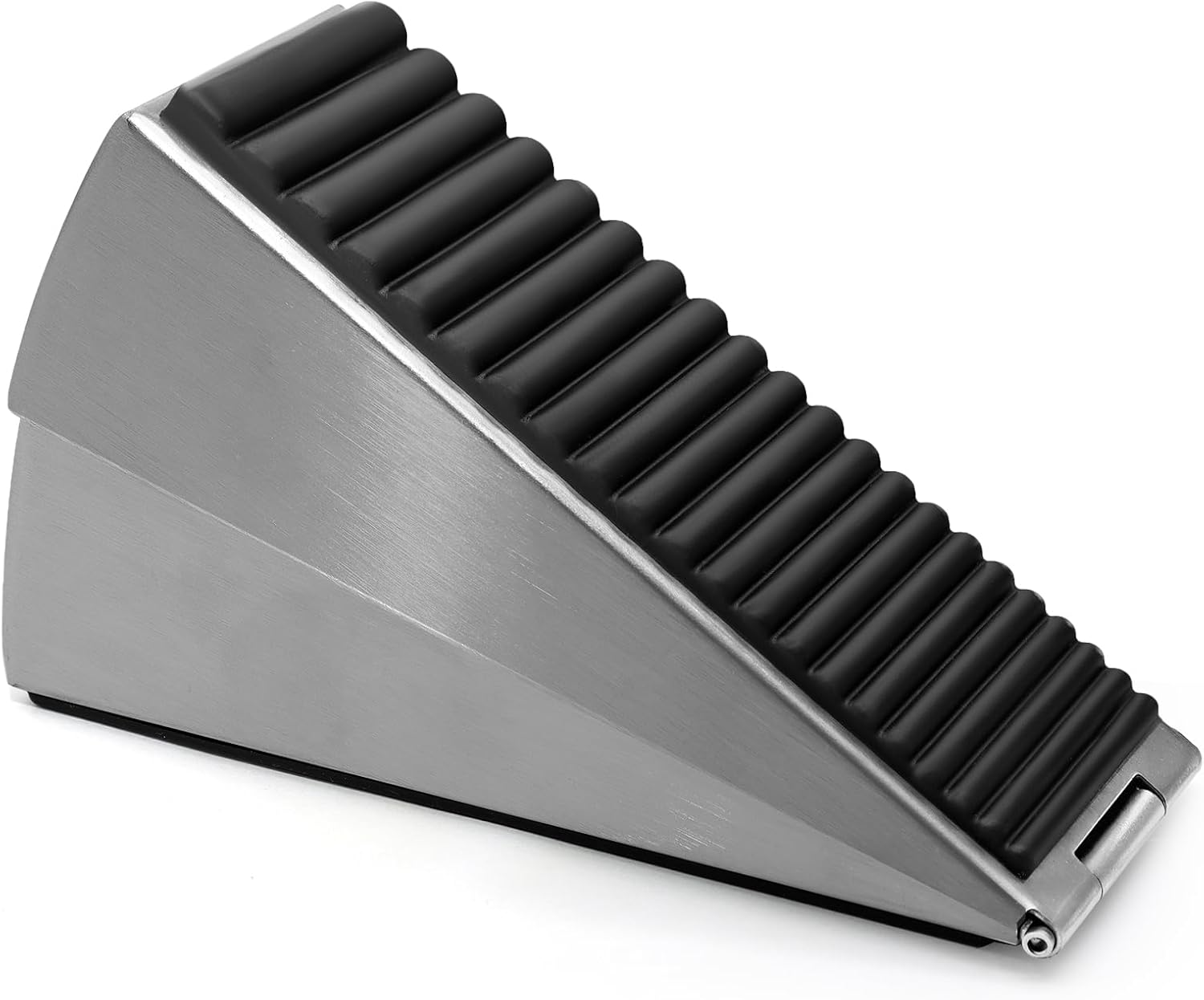 Biaungdo 1 Pack Heavy Duty Door Stopper, Up to 3 Inch Tall Adjustable Spring Loaded Large Door Stopper Wedge Stoppers Stainless Steel Doorstop for Bottom of Door(Brushed Nickel) - Image 1