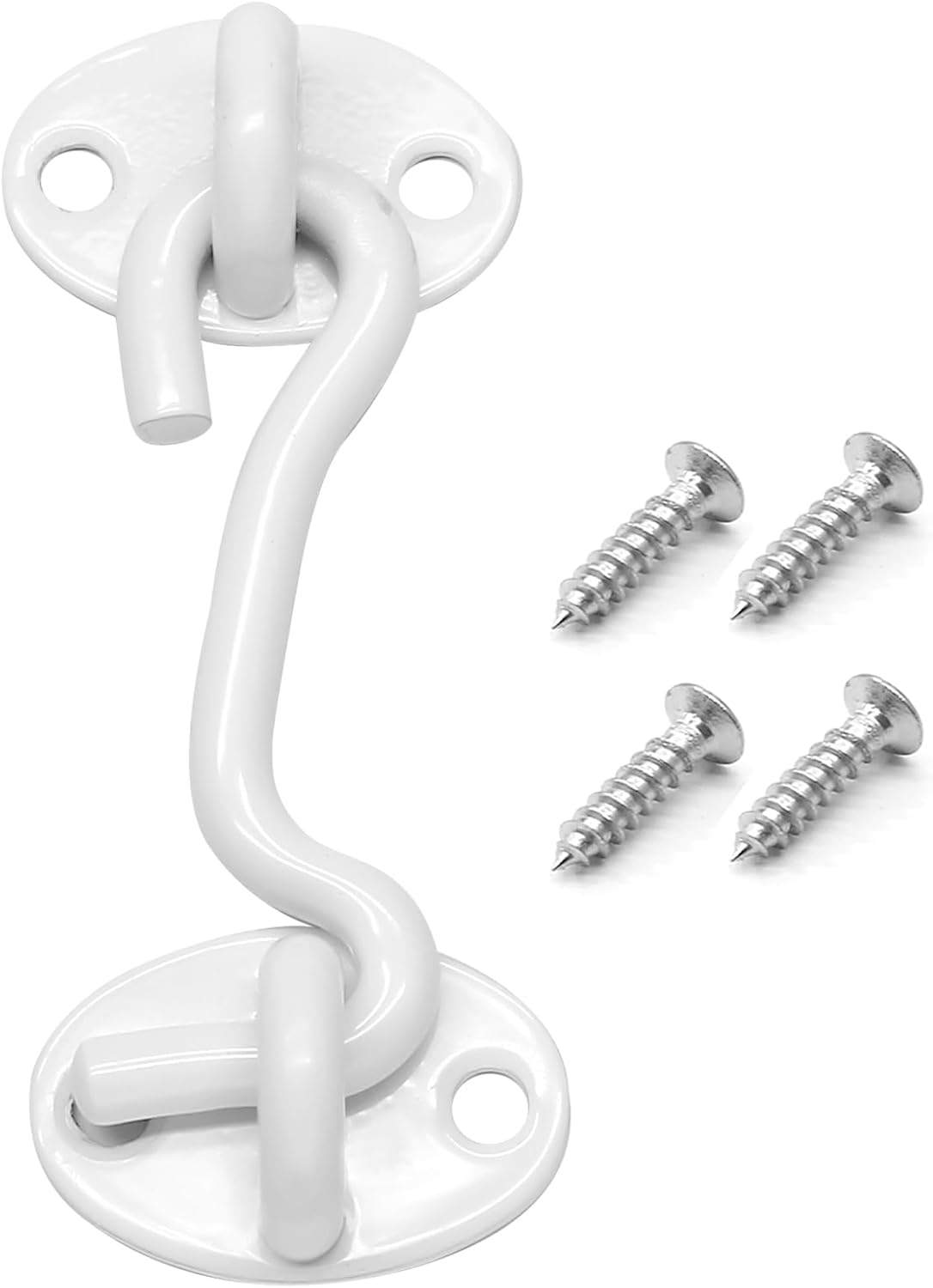 Biaungdo Heavy Duty Hook and Eye Latch, 3 Inch White Privacy Hook Barn Door Lock Easy Lock, Stainless Steel Gate Latch for Doors/Windows/Sheds/Gates/Fences/Closets/Cabinets, 1 Pack - Image 1