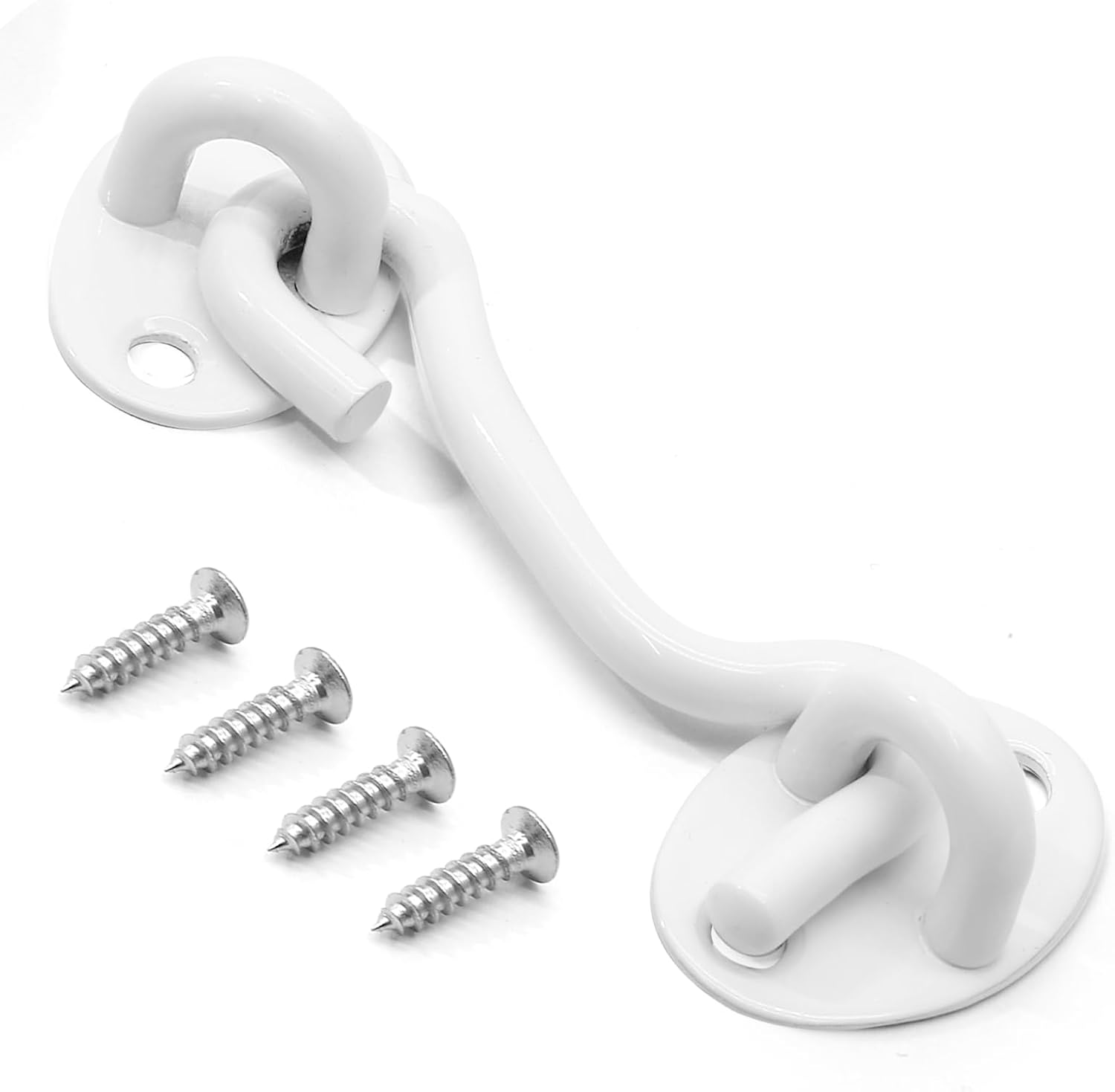 Biaungdo Heavy Duty Hook and Eye Latch, 3 Inch White Privacy Hook Barn Door Lock Easy Lock, Stainless Steel Gate Latch for Doors/Windows/Sheds/Gates/Fences/Closets/Cabinets, 1 Pack - Image 7