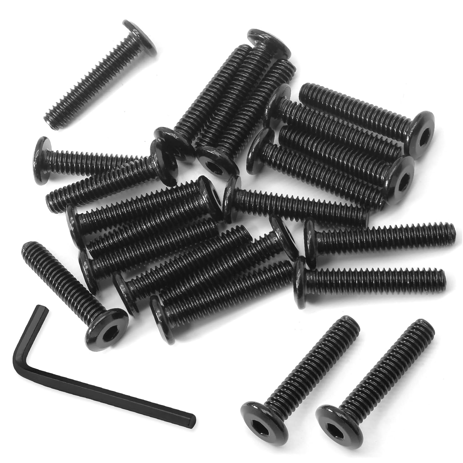 Biaungdo 30 Pcs Flat Head Allen Bolts, 1/4-20 x 1-1/4 Inch Black Carbon Steel Socket Cap Screws for Furniture - Image 1