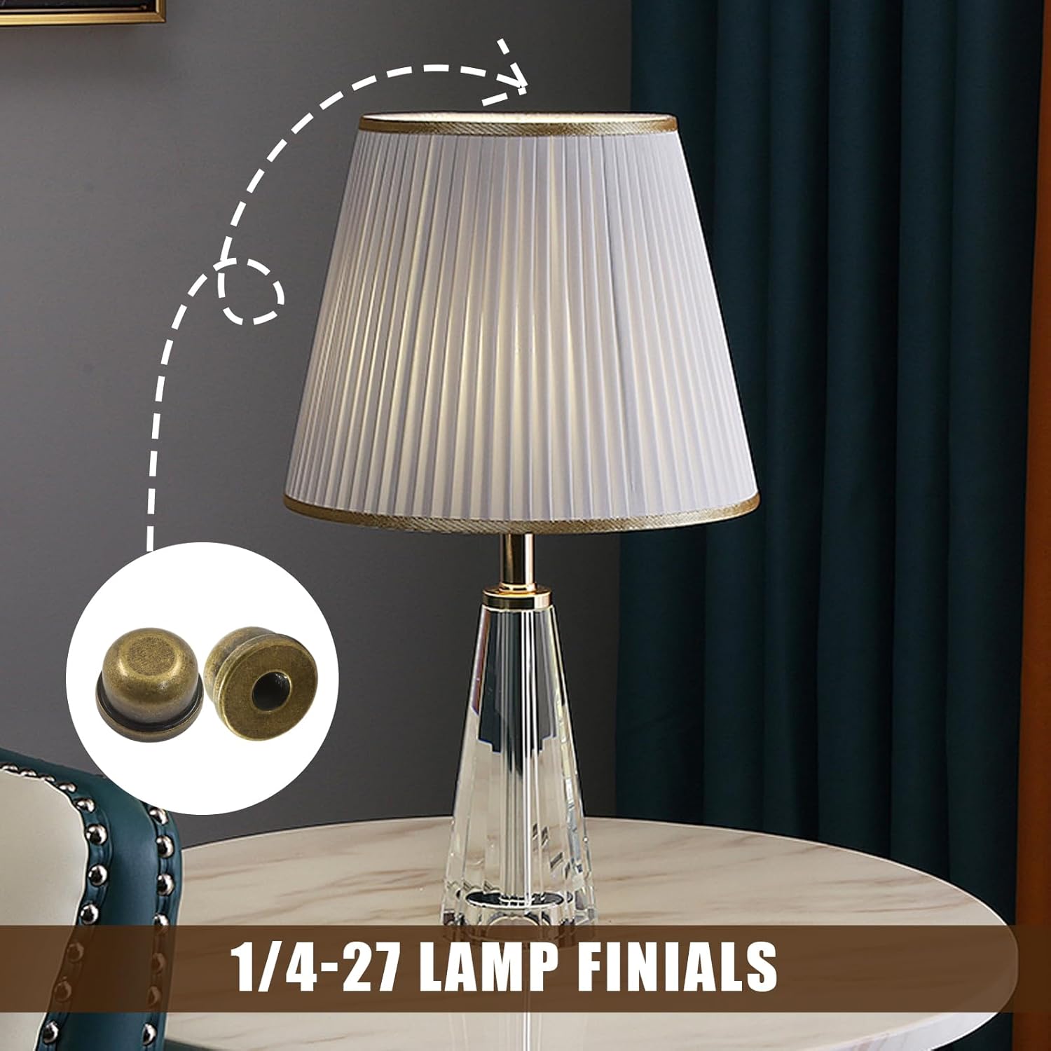 Biaungdo 2 Pack Metal Lamp Finial Cap Knob, Lamp Shade Screw Cap Top Lamps Decoration for Lamps Shade Holder, 1/4-27 Inch, Bronze - Image 4