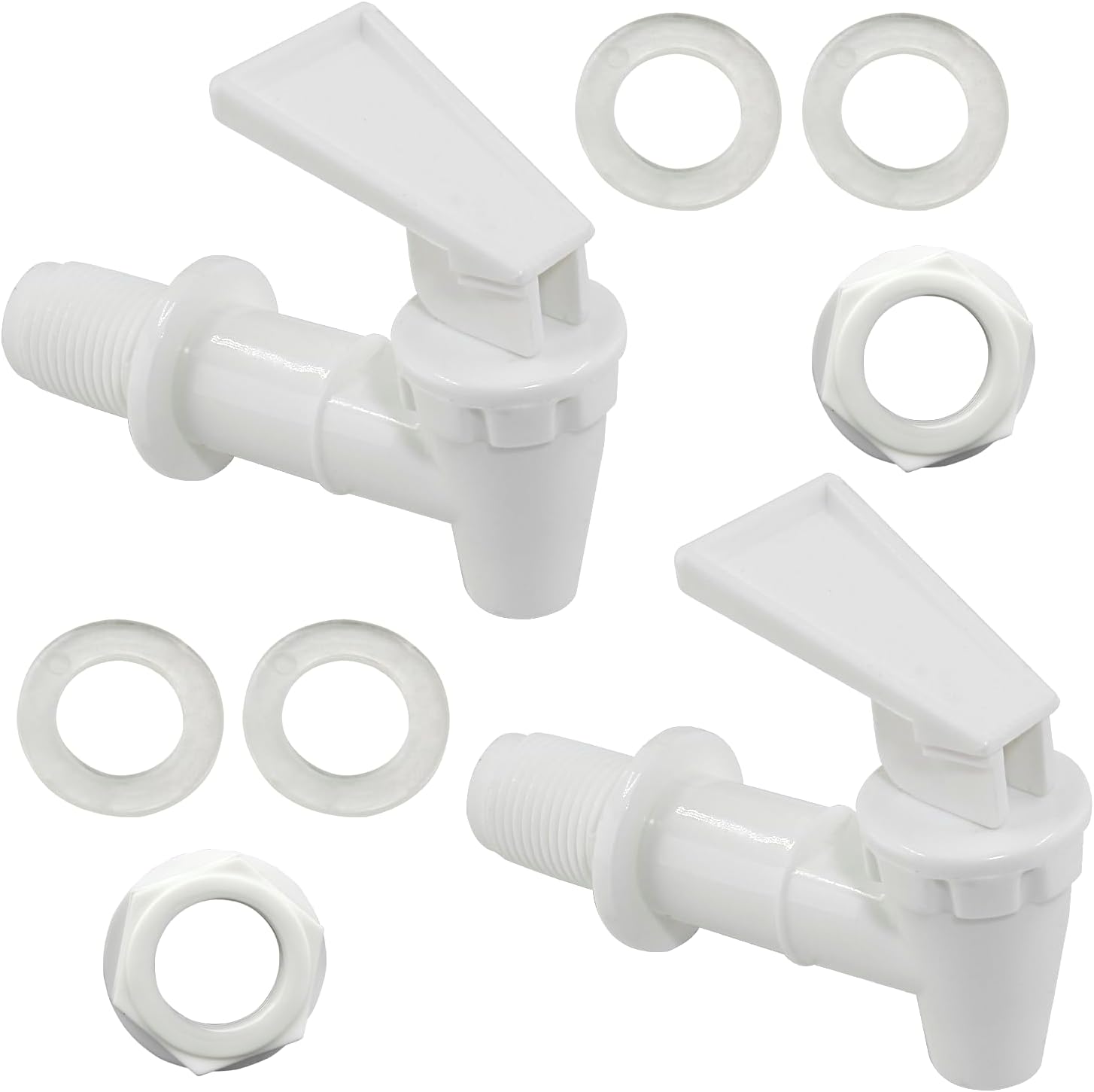Biaungdo Replacement Water Cooler Faucet Bottle Jug, 2 Sets BPA-Free Plastic Water Spigot Spout Beverage Water Crock Dispenser Tap Set Lever Beverage Pour Dispenser Valve(Milky White) - Image 1