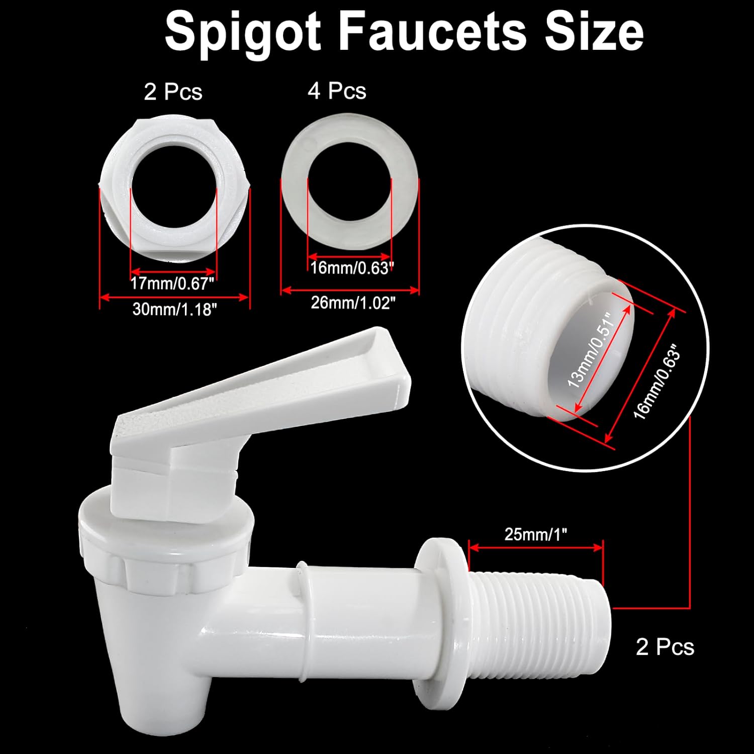 Biaungdo Replacement Water Cooler Faucet Bottle Jug, 2 Sets BPA-Free Plastic Water Spigot Spout Beverage Water Crock Dispenser Tap Set Lever Beverage Pour Dispenser Valve(Milky White) - Image 2