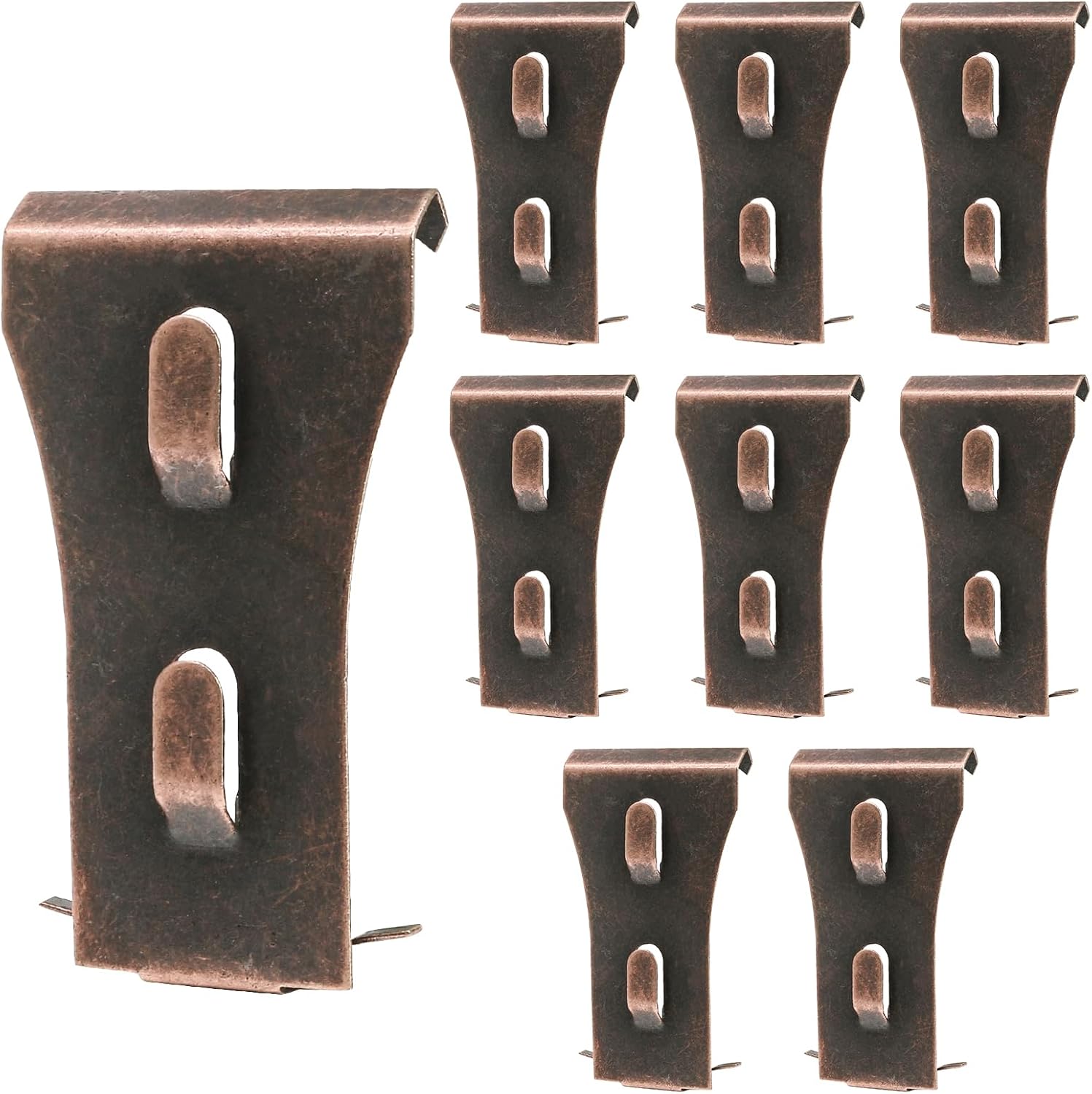 Biaungdo 8 Pcs Brick Wall Clips, Steel Brick Hook Clips, Heavy Duty Metal Brick Wall Hanger for Hanging Outdoors, Outside Home Decor for 2-1/4 to 2-3/8 inches Bricks(Red Bronze) - Image 1