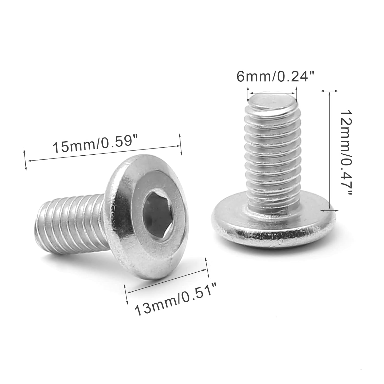 Biaungdo 30 Pcs M6x12mm Stainless Steel Flat Head Hex Socket Cap Bolts Screws Countersunk Connector Fastener - Image 2