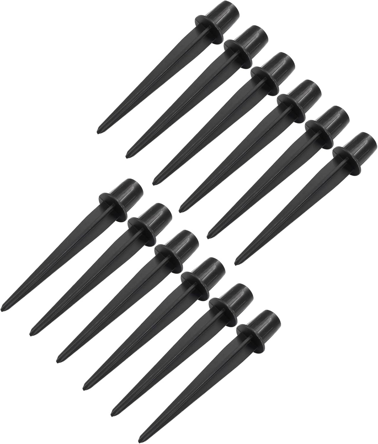 Biaungdo 12 Pcs Ground Spike, 8.25 Inch Black Reinforced Plastic Ground Spikes ABS Lights Replacement Stakes Yard Stakes for Solar Pathway Torch Garden Lights - Image 1