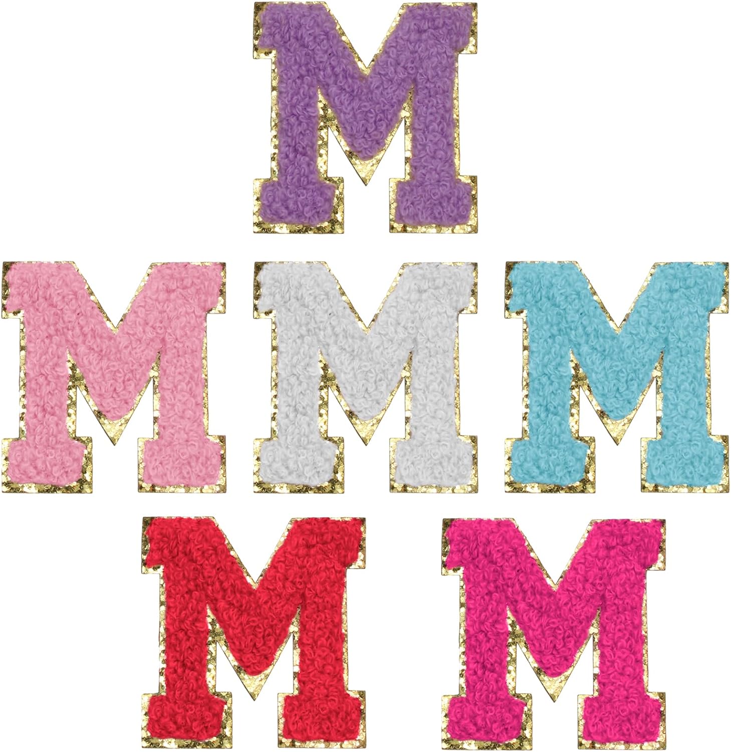 Biaungdo Self Adhesive Chenille Letter Patches, 6 Pcs 2 Inch Varsity Letter Patches Iron on Letter Patches Chenille Patch Large Letter Stickers for Clothes Hats DIY Supplies(Mixed Color, M) - Image 7