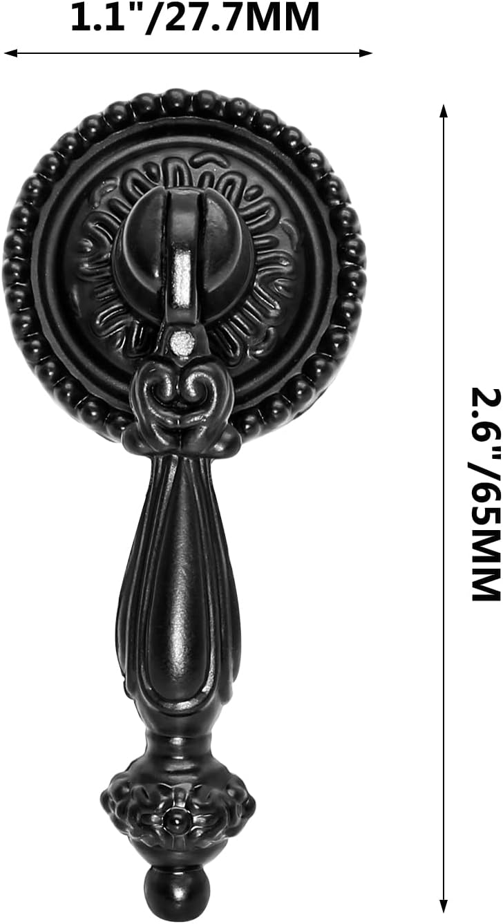 Biaungdo 4 Pack Antique Cabinet Pulls, Cabinet Pull Handle Knobs, Zinc Alloy Antique Decorative Handle Drawer Cabinet Teardrop Pull Knobs with Mounting Screws - Black - Image 2