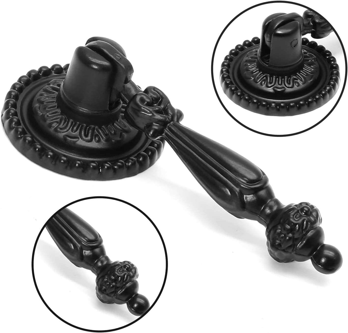 Biaungdo 4 Pack Antique Cabinet Pulls, Cabinet Pull Handle Knobs, Zinc Alloy Antique Decorative Handle Drawer Cabinet Teardrop Pull Knobs with Mounting Screws - Black - Image 3