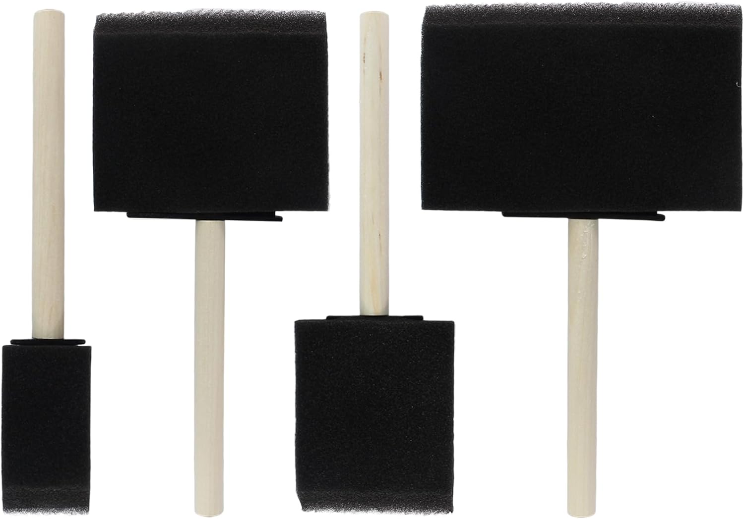 Biaungdo 4 Pcs 4 Sizes Foam Paint Brushes, Foam Sponge Brush for Painting, Sponge Paint Brushes with Wood Handle for Varnishes, Staining, DIY Crafting - Image 1