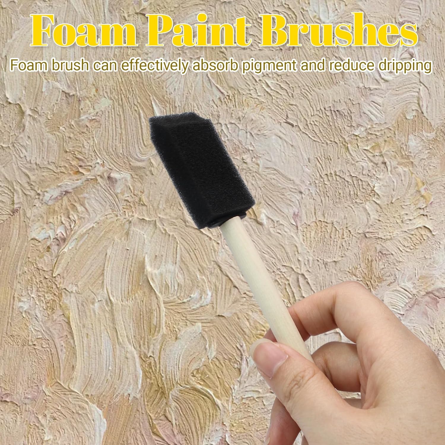 Biaungdo 4 Pcs 4 Sizes Foam Paint Brushes, Foam Sponge Brush for Painting, Sponge Paint Brushes with Wood Handle for Varnishes, Staining, DIY Crafting - Image 5