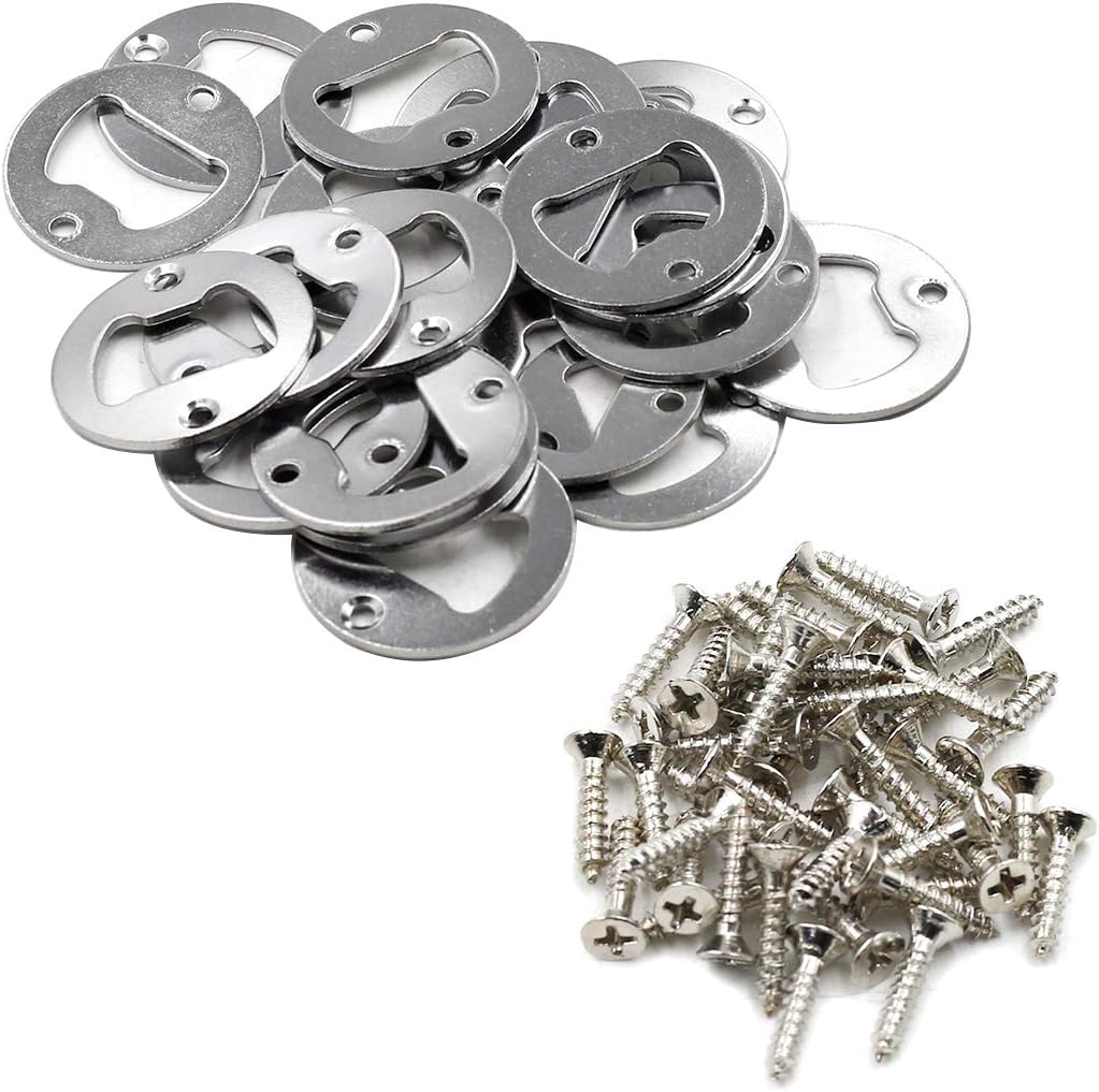 Biaungdo 20PCS 40mm Wall Mounted Bottle Opener Round Bottle Opener Inset with Screws for Beer Cap Coke Bottle - Image 3