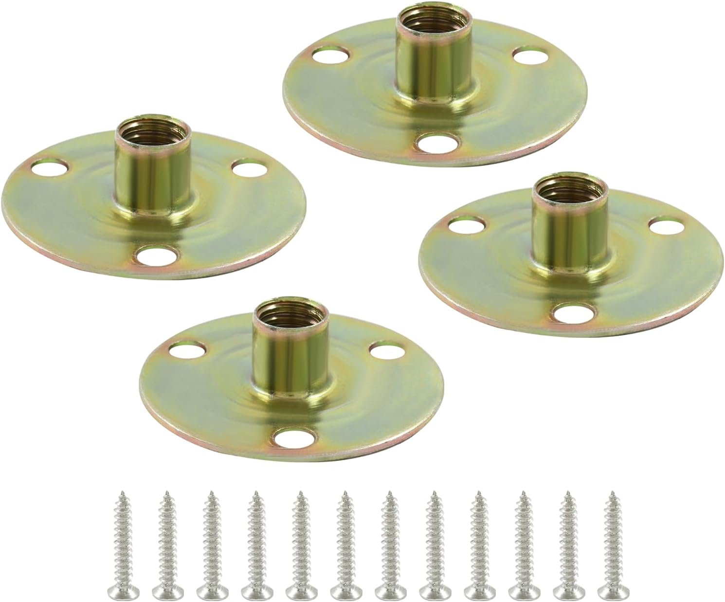 Biaungdo Furniture Leg Mounting Plates, 4 Sets 5/16 Attachment Plates with Hanger Bolts Screws for Furniture Sofa Cabinet Chair Couch Seats Strengthen Weak Furniture feet Repair Plates(5/16x37x2.5mm) - Image 1