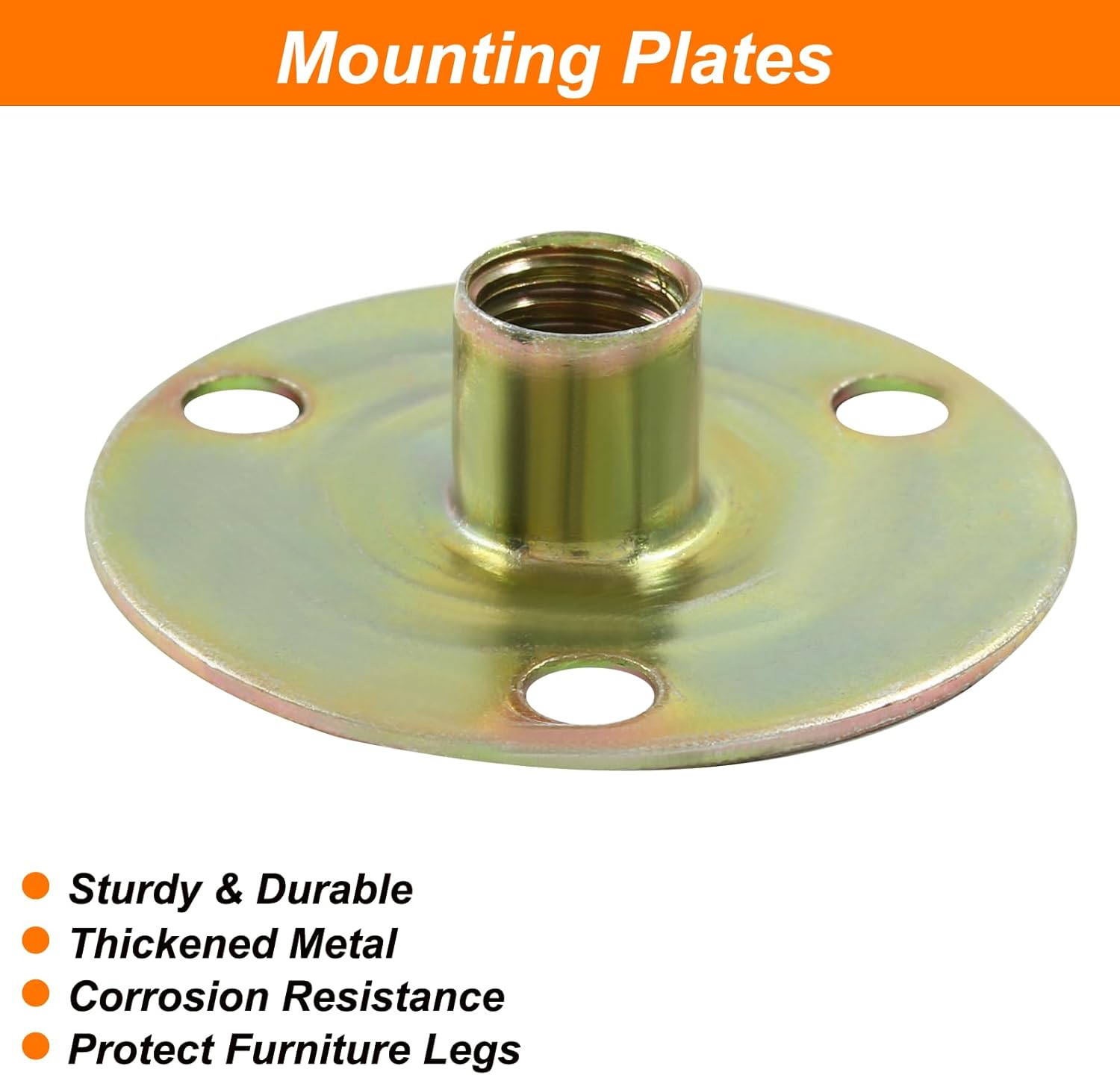 Biaungdo Furniture Leg Mounting Plates, 4 Sets 5/16 Attachment Plates with Hanger Bolts Screws for Furniture Sofa Cabinet Chair Couch Seats Strengthen Weak Furniture feet Repair Plates(5/16x37x2.5mm) - Image 2