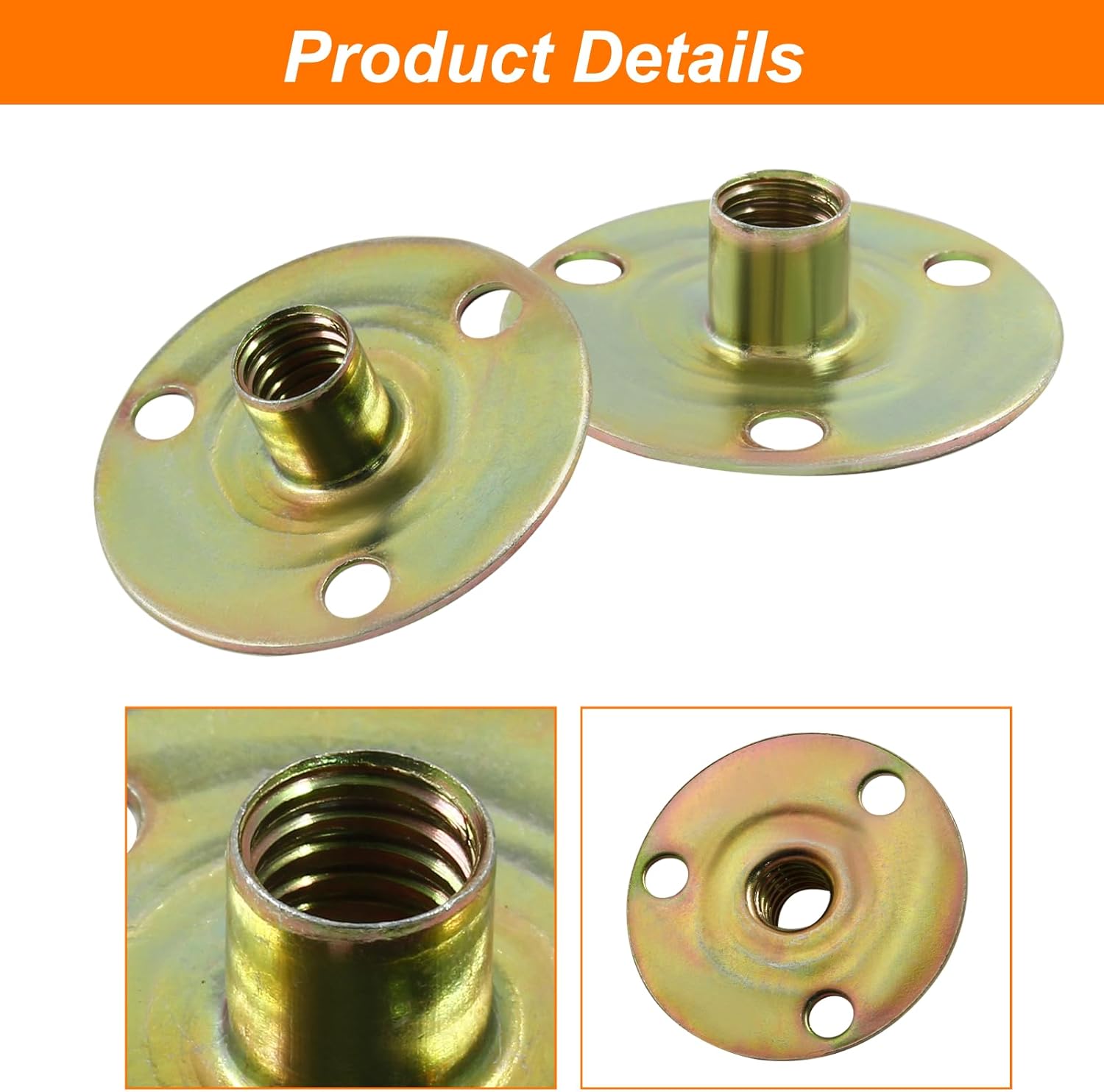 Biaungdo Furniture Leg Mounting Plates, 4 Sets 5/16 Attachment Plates with Hanger Bolts Screws for Furniture Sofa Cabinet Chair Couch Seats Strengthen Weak Furniture feet Repair Plates(5/16x37x2.5mm) - Image 3