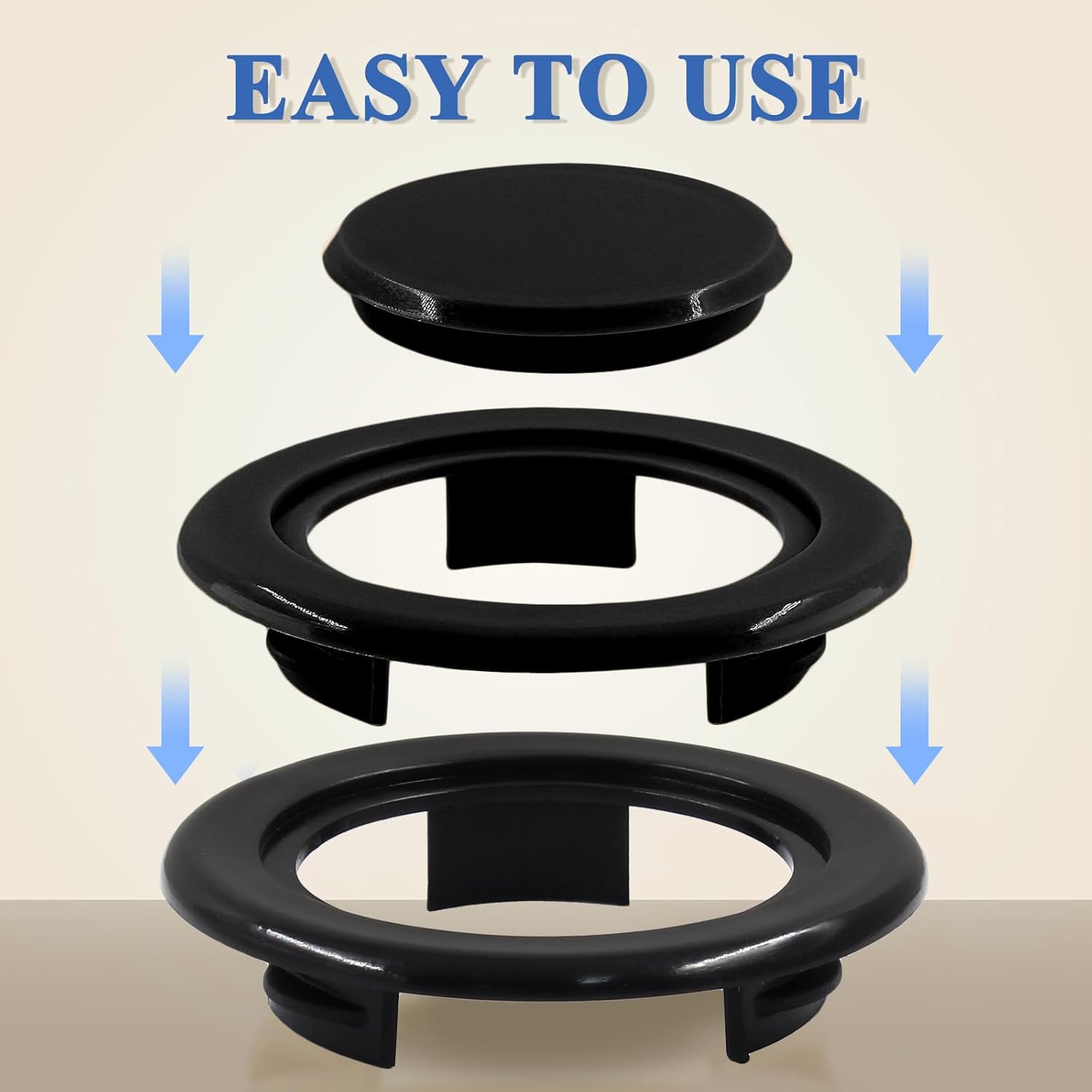 Biaungdo 2 Sets 3 Inch Outdoor Patio Table Umbrella Hole Ring and Cap Set, Standard Size Garden Beach Tablet Thicker Hole Ring Plug and Cap Set(Black, Compatible 32-48mm Umbrella Tube) - Image 3