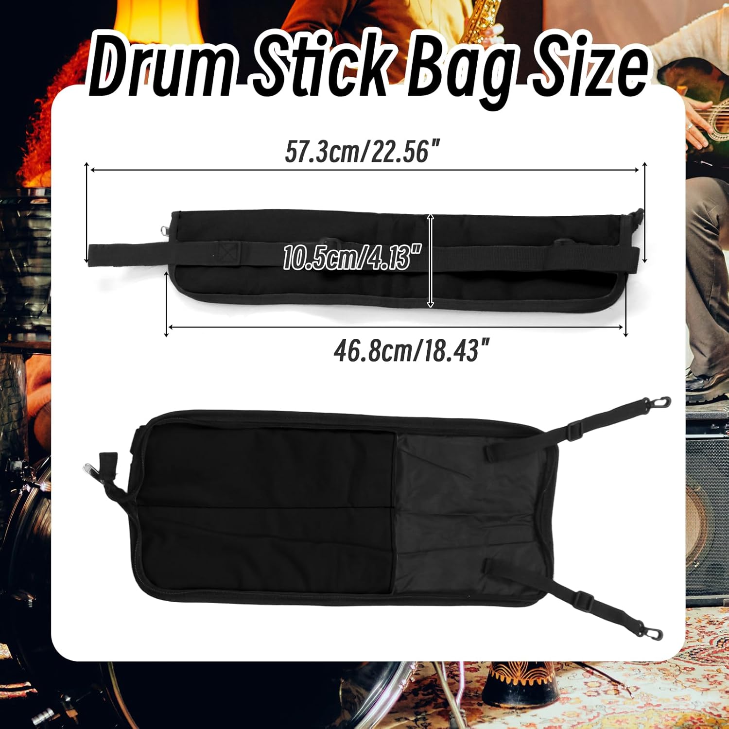 Biaungdo Drumstick Bag, Black Portable Drum Stick Bag, Small Drumstick Case Holder for Drum Mallets and Percussion Sticks - Image 4