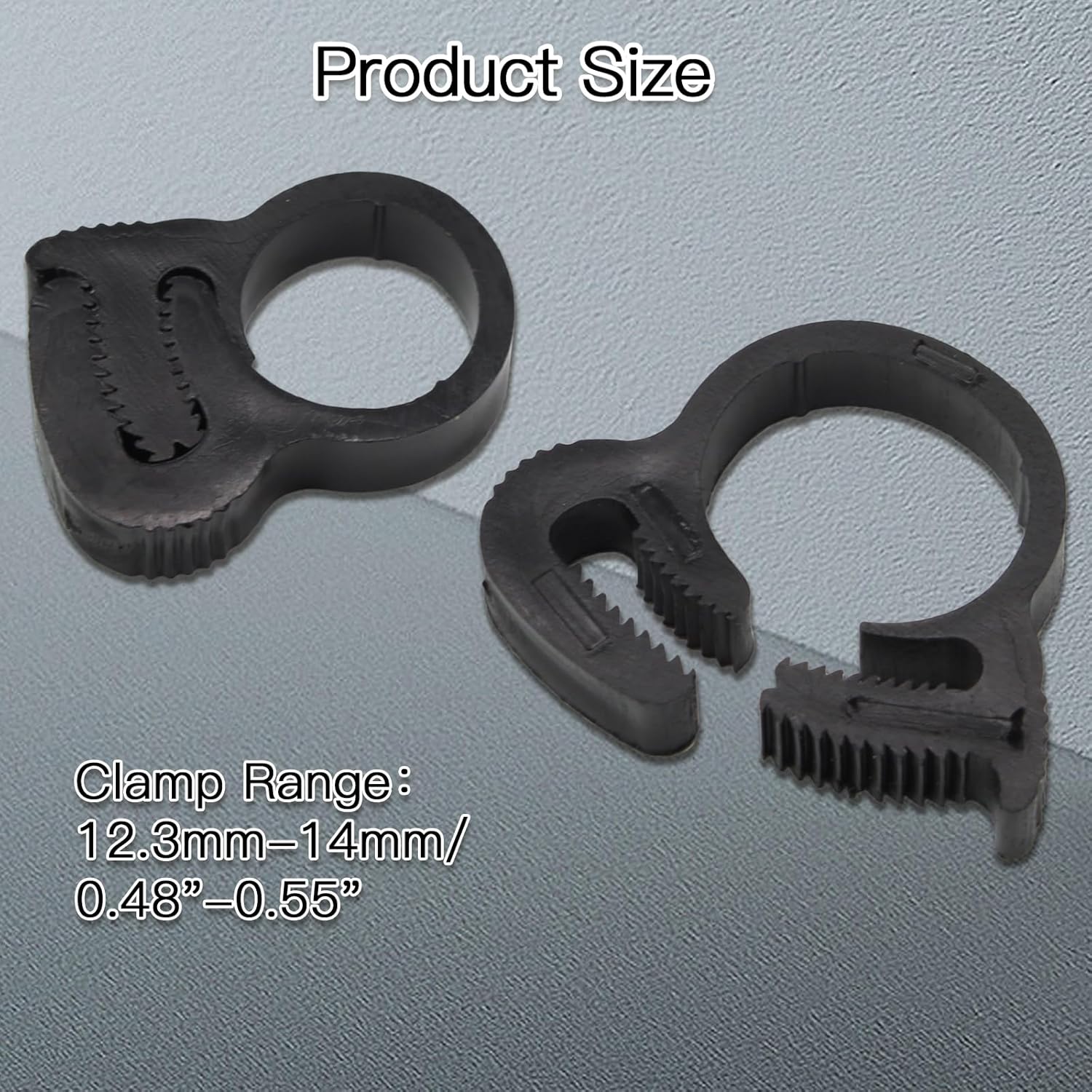 Biaungdo 20 Pack Black Double Gripping Nylon Hose Clamps, 12.3-13.3 mm Heavy Duty Snap Grip Plastic Clamps Adjustable Ratcheting Clamp - Image 2