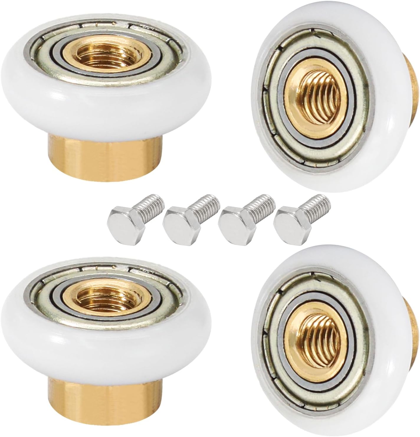 Biaungdo 4 Sets Shower Door Rollers, 19 mm Shower Door Rollers Runners Wheels Replacement Part, Bathroom Glass Door Roller Wheel Sliding Shower Door Runner - Image 1