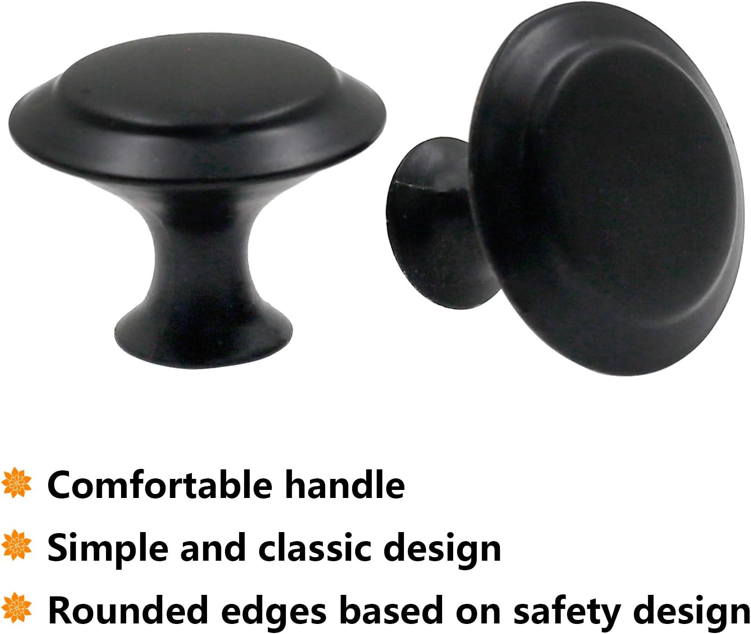 Biaungdo 15 Pack 1Inch Flat Black Kitchen Cabinet Knobs Drawer Dresser Handles Knobs, Round Drawer Handles - Image 2