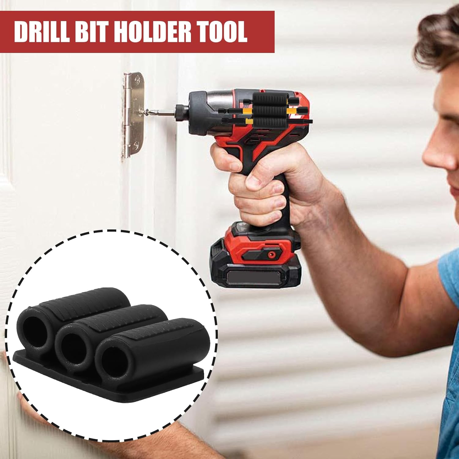 Biaungdo Drill Bit Holder, 3 Pack Adhesive Drill Bit Sleeve Organizer, High Strength Bit Holder for Impact Drivers and Drill, Hold 6 Driver Bits on the Side of Power Drill - Image 6