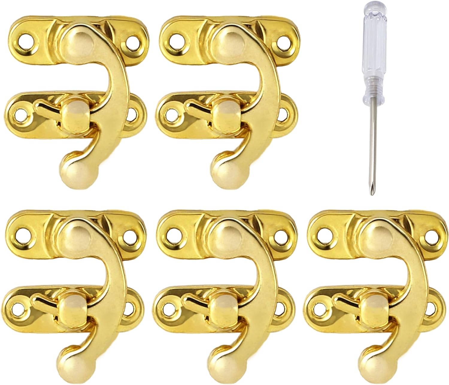 Biaungdo 5pcs Gold Vintage Style Swing Bag Clasp Closure Lock Latch for Furniture Wooden Box Jewelry Case Silver Tone with Mounting Screw & Screwdriver, 33 x 29 mm - Image 1