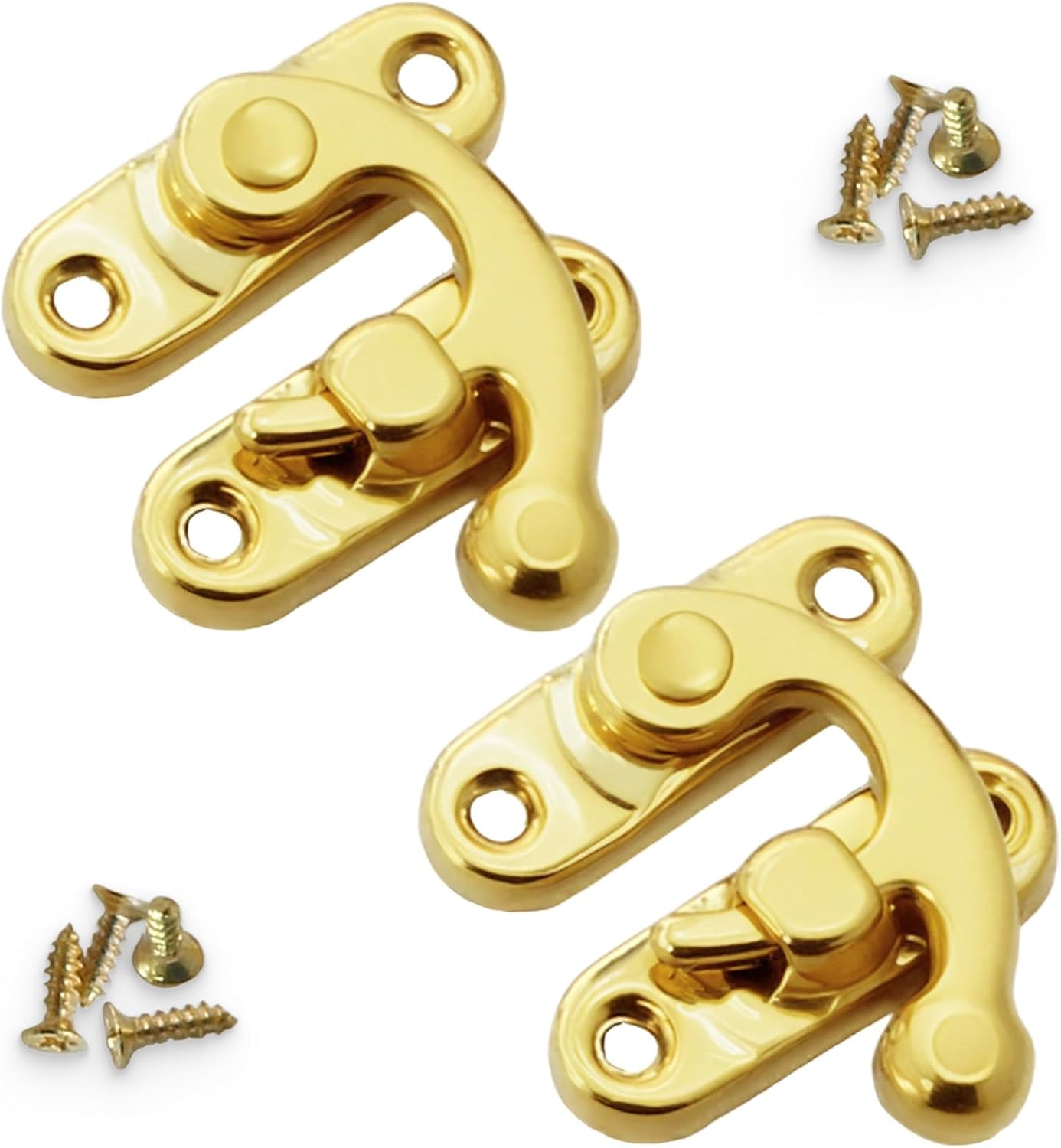 Biaungdo 5pcs Gold Vintage Style Swing Bag Clasp Closure Lock Latch for Furniture Wooden Box Jewelry Case Silver Tone with Mounting Screw & Screwdriver, 33 x 29 mm - Image 3