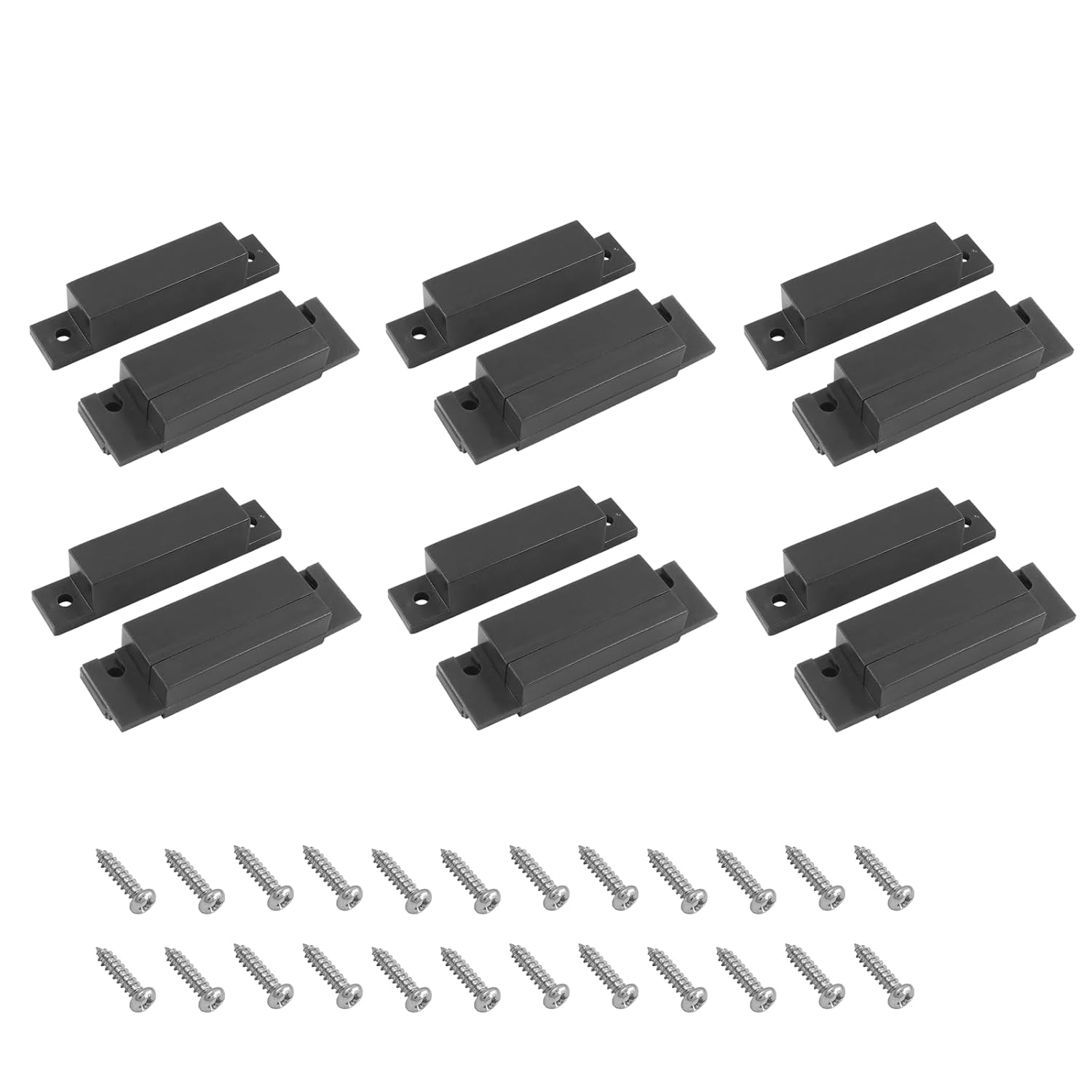 Biaungdo 6 Pcs Brown Wired Magnetic Door Window Contact Reed Switch, Surface-Mounted NC Magnetic Door Contact Sensor Alarm Reed Switchfor Window, Cabinet, Wooden Door, with Screws - Image 1