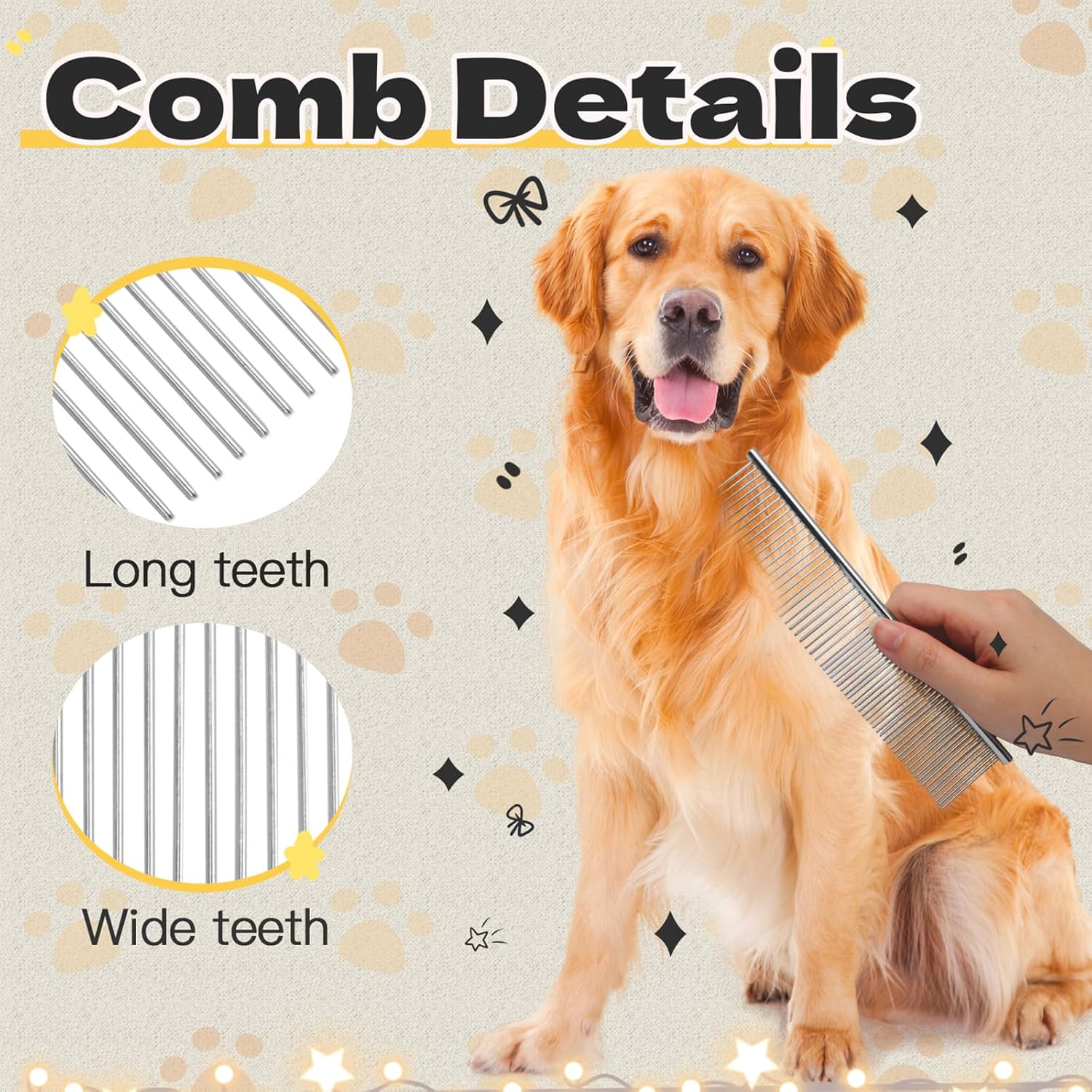 Biaungdo 3 Pcs Dog Grooming Combs Set, Metal Dog Comb for Removing Tangles and Knot, Cat Brush Grooming Tool for Long Haired Pets(7.48 x 1.65 inch & 7.4 x 1.3 inch & 6.5 x 1.14 inch) - Image 2