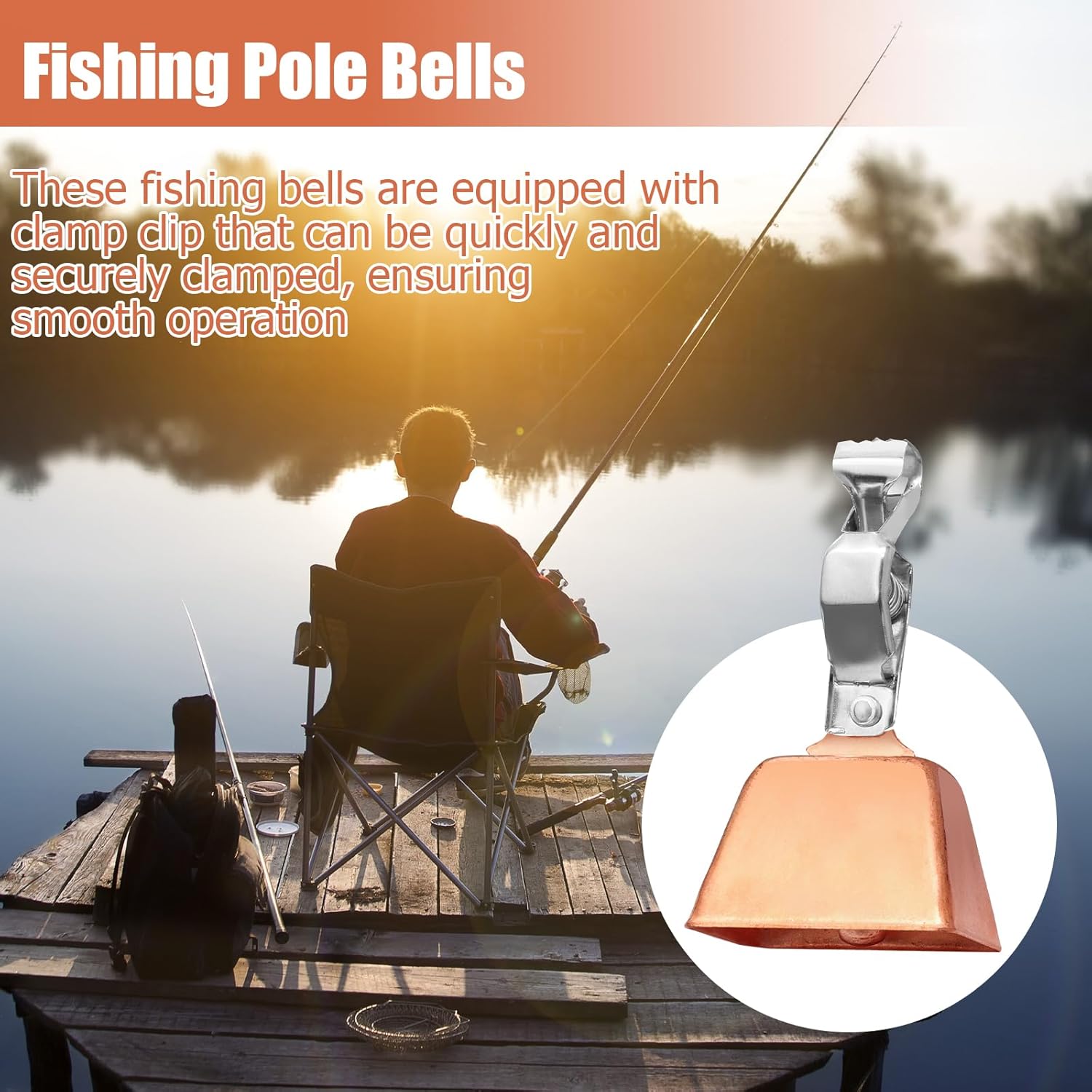 Biaungdo 20 Pcs Fishing Bells for Rods, Fishing Pole Catfish Bells with Clamp Clip on Poles, Metal Catfishing Equipment Rings Ice Accessories for Angling Rod Tips - Image 6