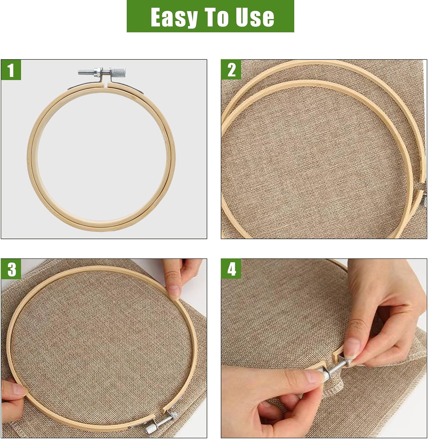 Biaungdo 2 Pieces 10 Inch Embroidery Hoops, Round Wood Embroidery Hoops, Adjustable Bamboo Circle Cross Stitch Hoop Ring, Wooden Embroidery Frames for Art Craft Sewing, Christmas Decoration - Image 3