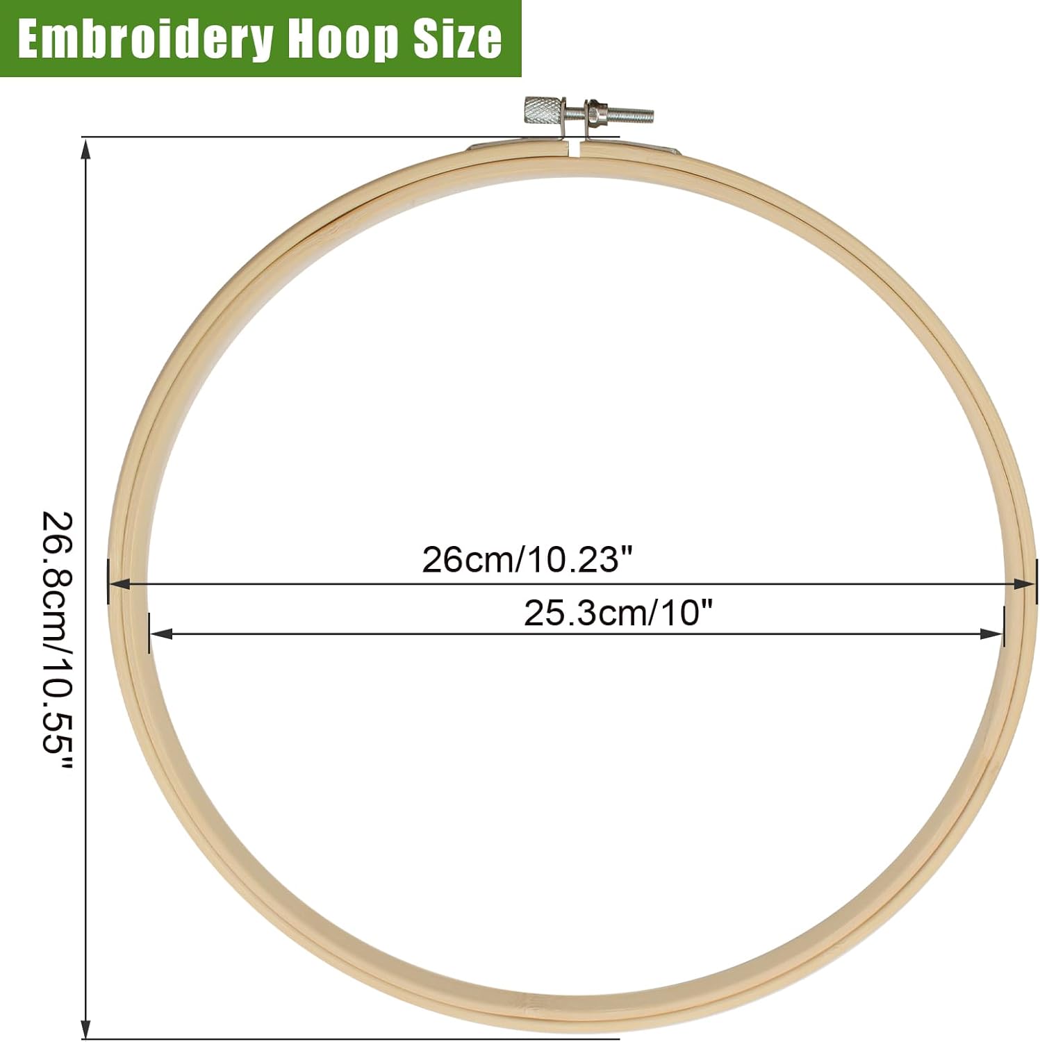 Biaungdo 2 Pieces 10 Inch Embroidery Hoops, Round Wood Embroidery Hoops, Adjustable Bamboo Circle Cross Stitch Hoop Ring, Wooden Embroidery Frames for Art Craft Sewing, Christmas Decoration - Image 4